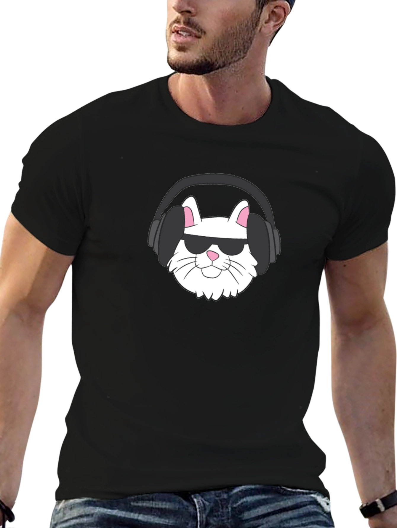 Cool Cat Tee: Sunglasses & Headphones