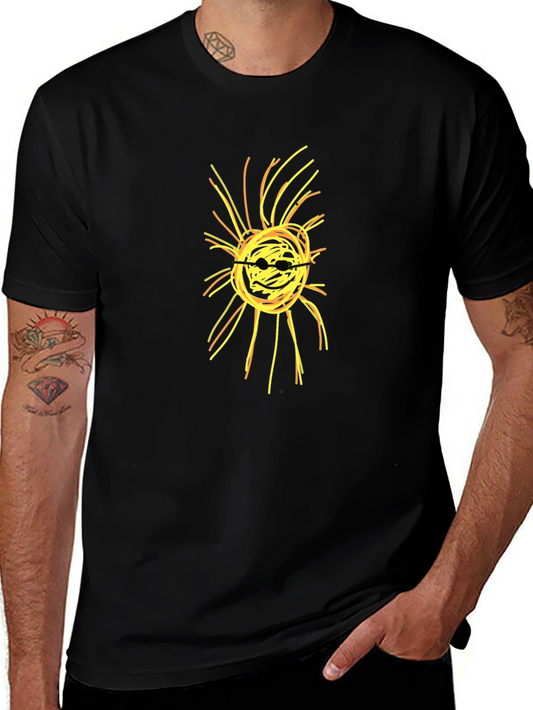 Abstract Sun Graphic Black T-Shirt