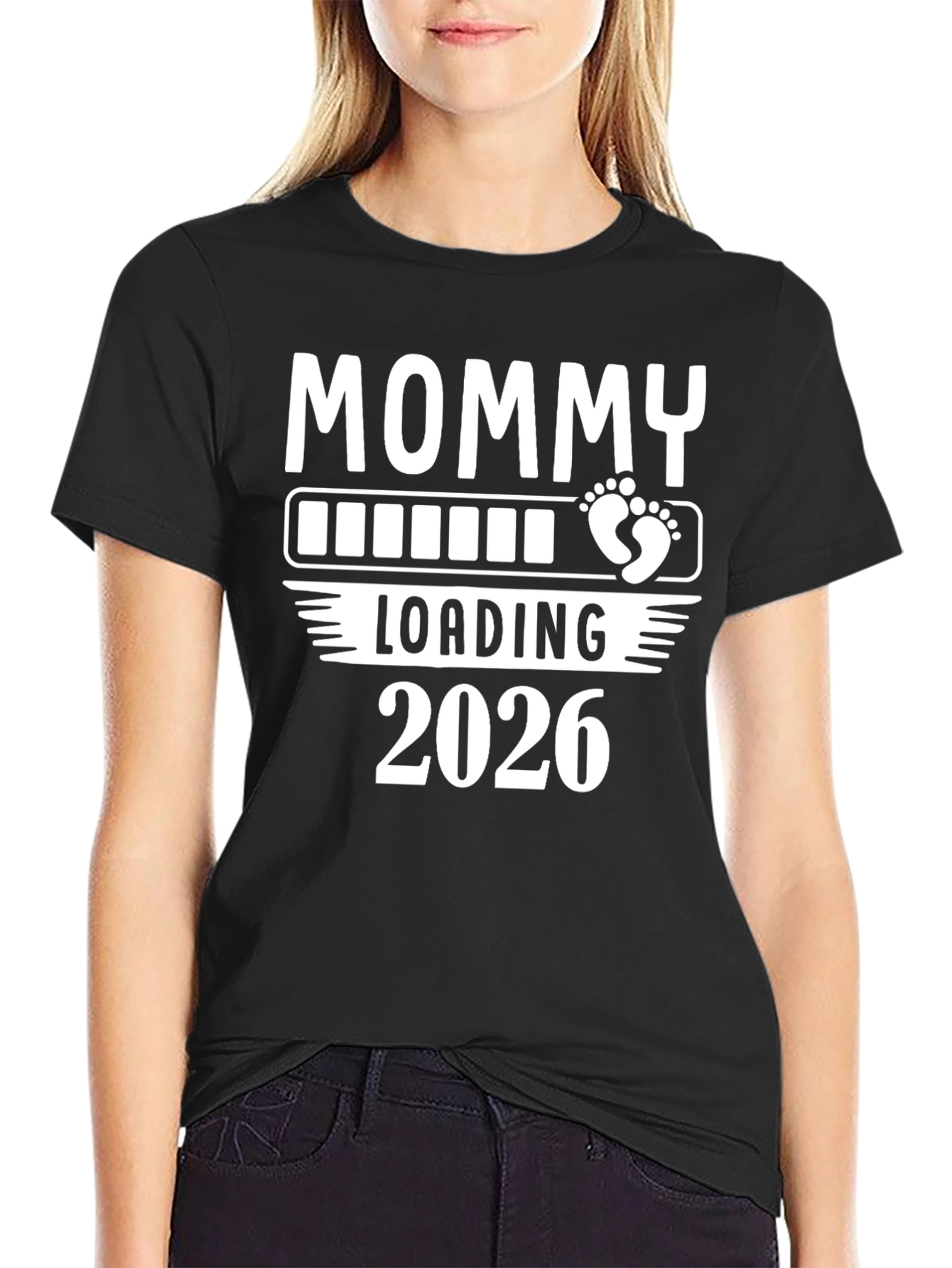 Mommy Loading 2026 Graphic Tee - Pregnancy Announcement T-Shirt