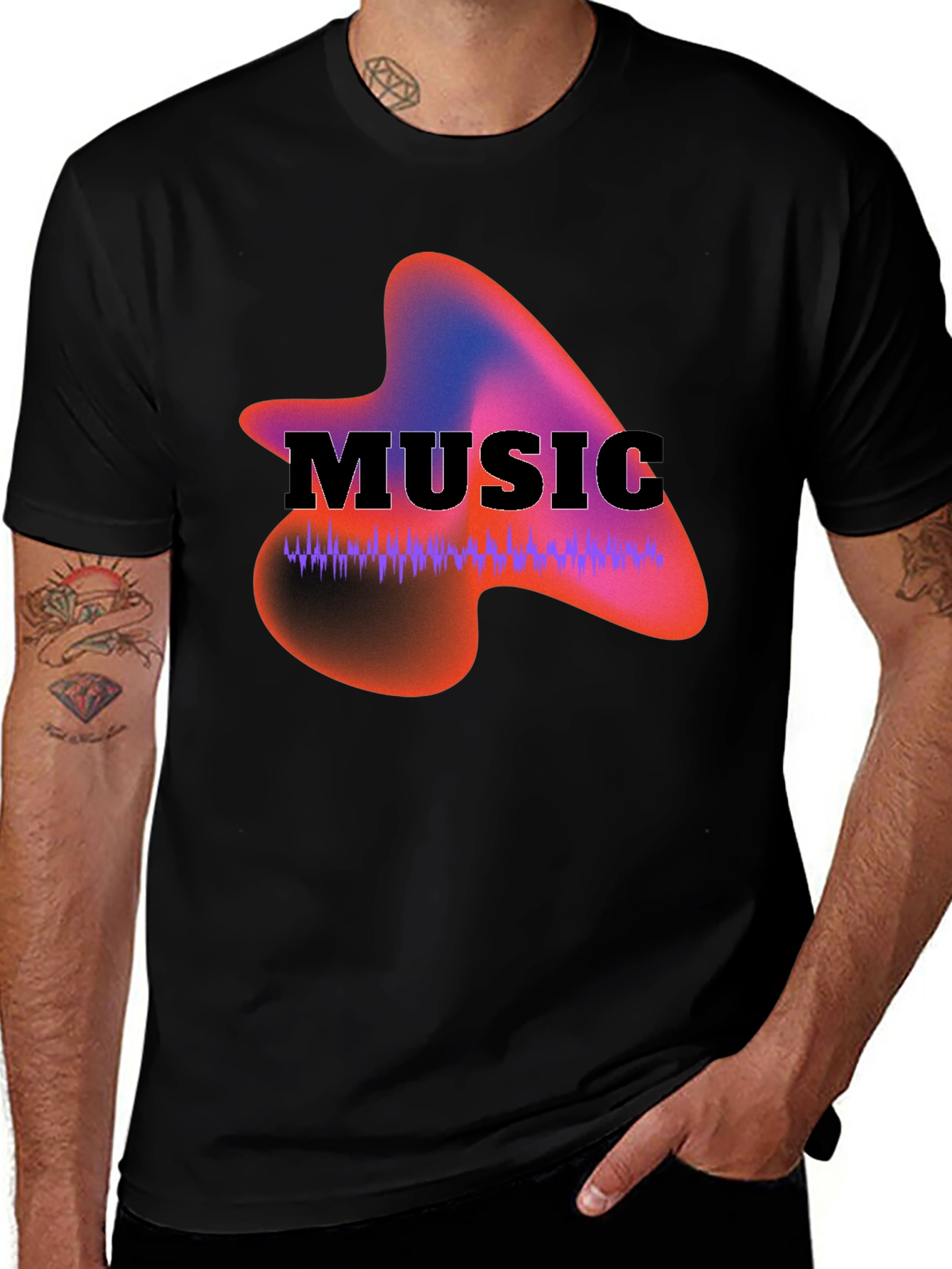 Music Waveform Graphic Black T-Shirt