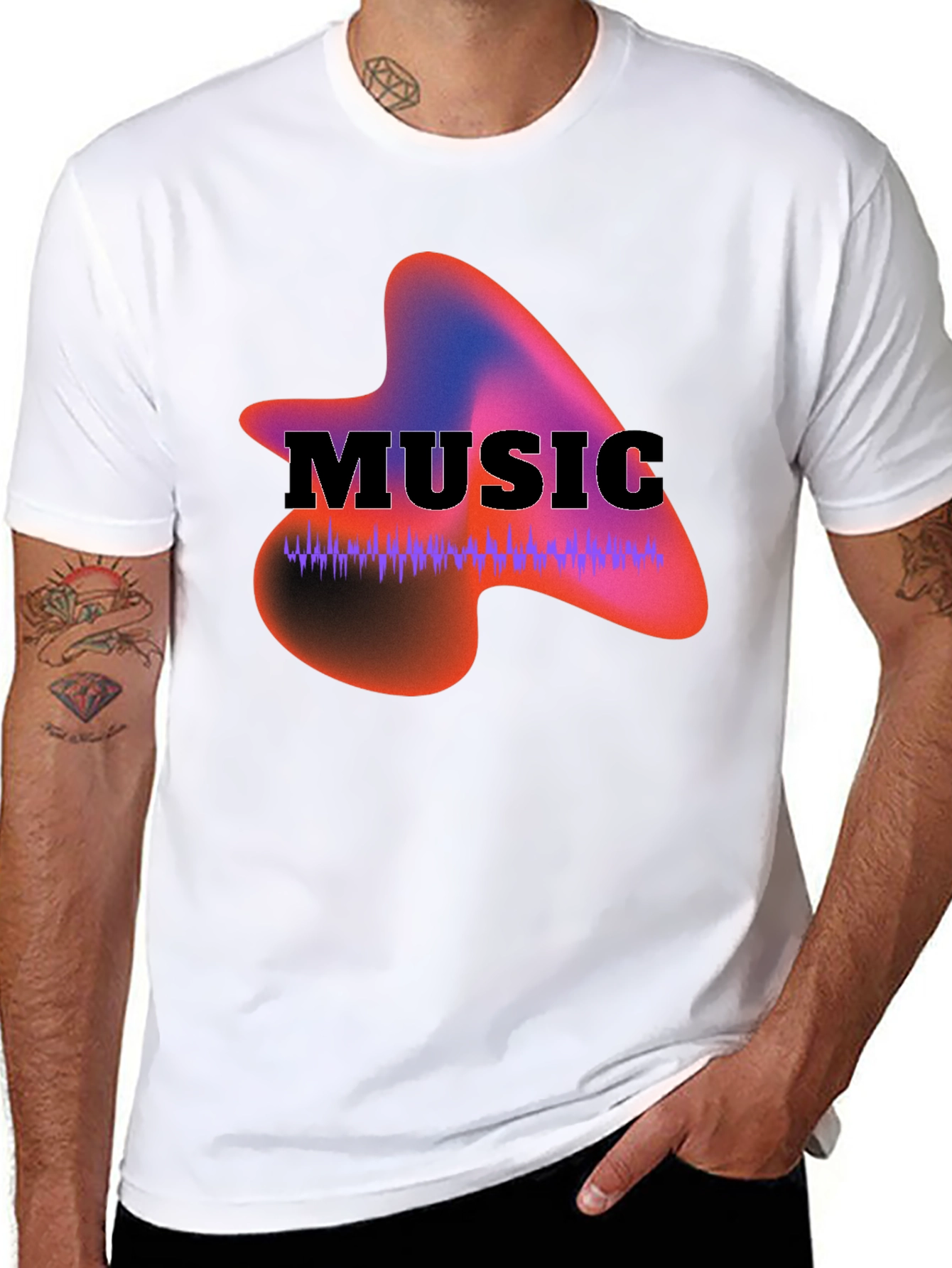 Music Waveform Graphic Black T-Shirt