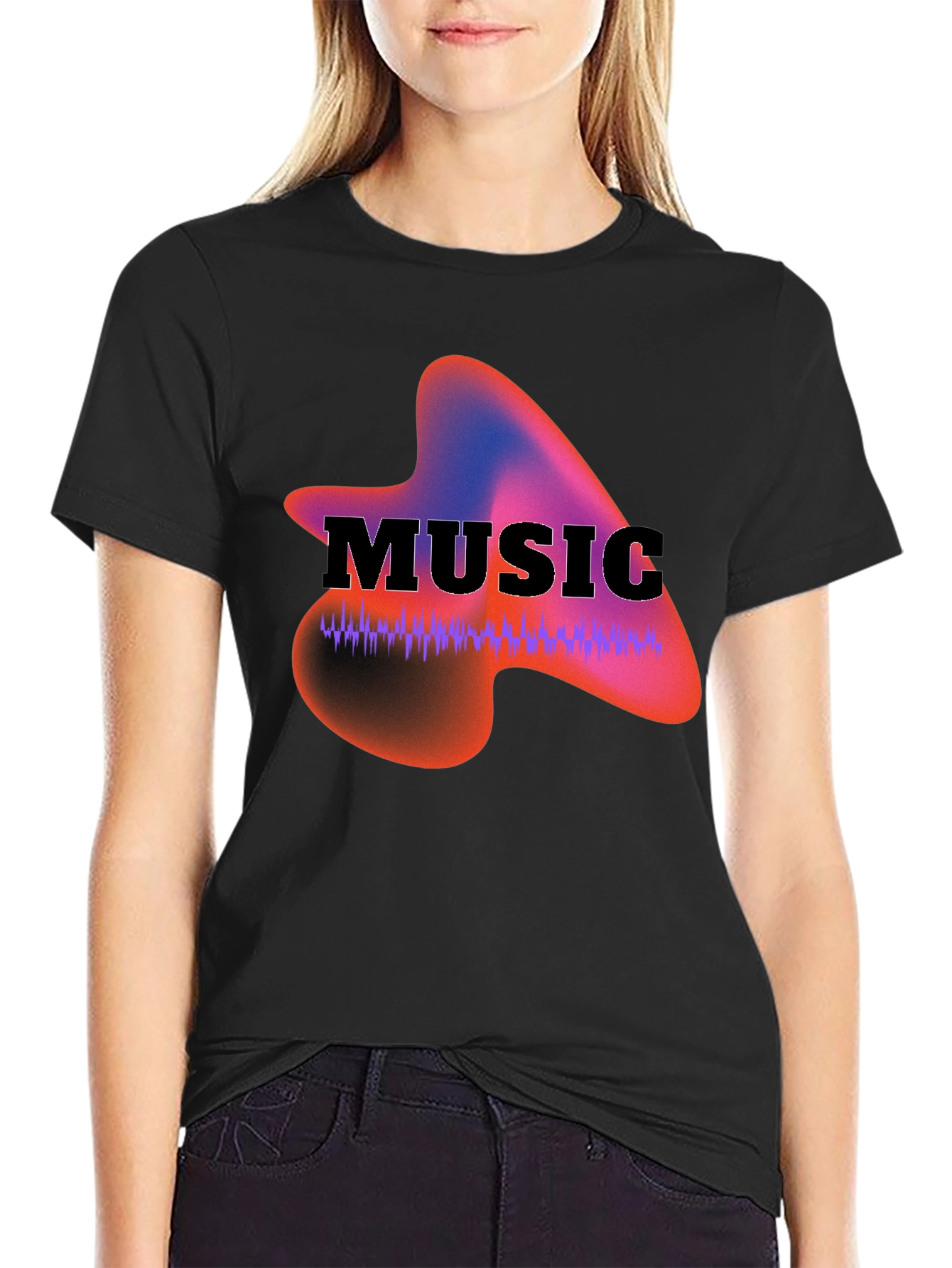 Music Waveform Graphic Black T-Shirt