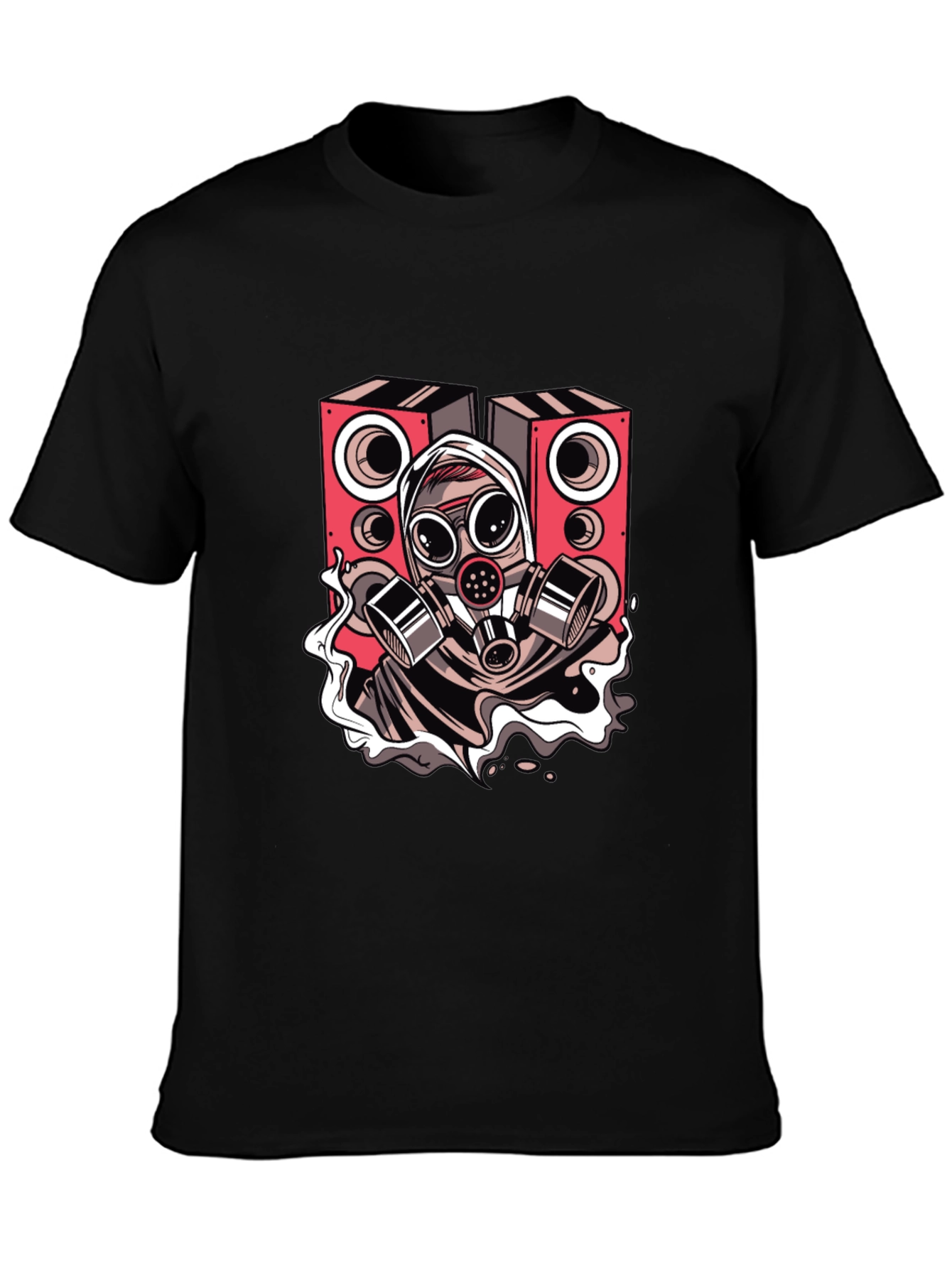 Gas Mask Rave Speaker Graphic Tee - Black