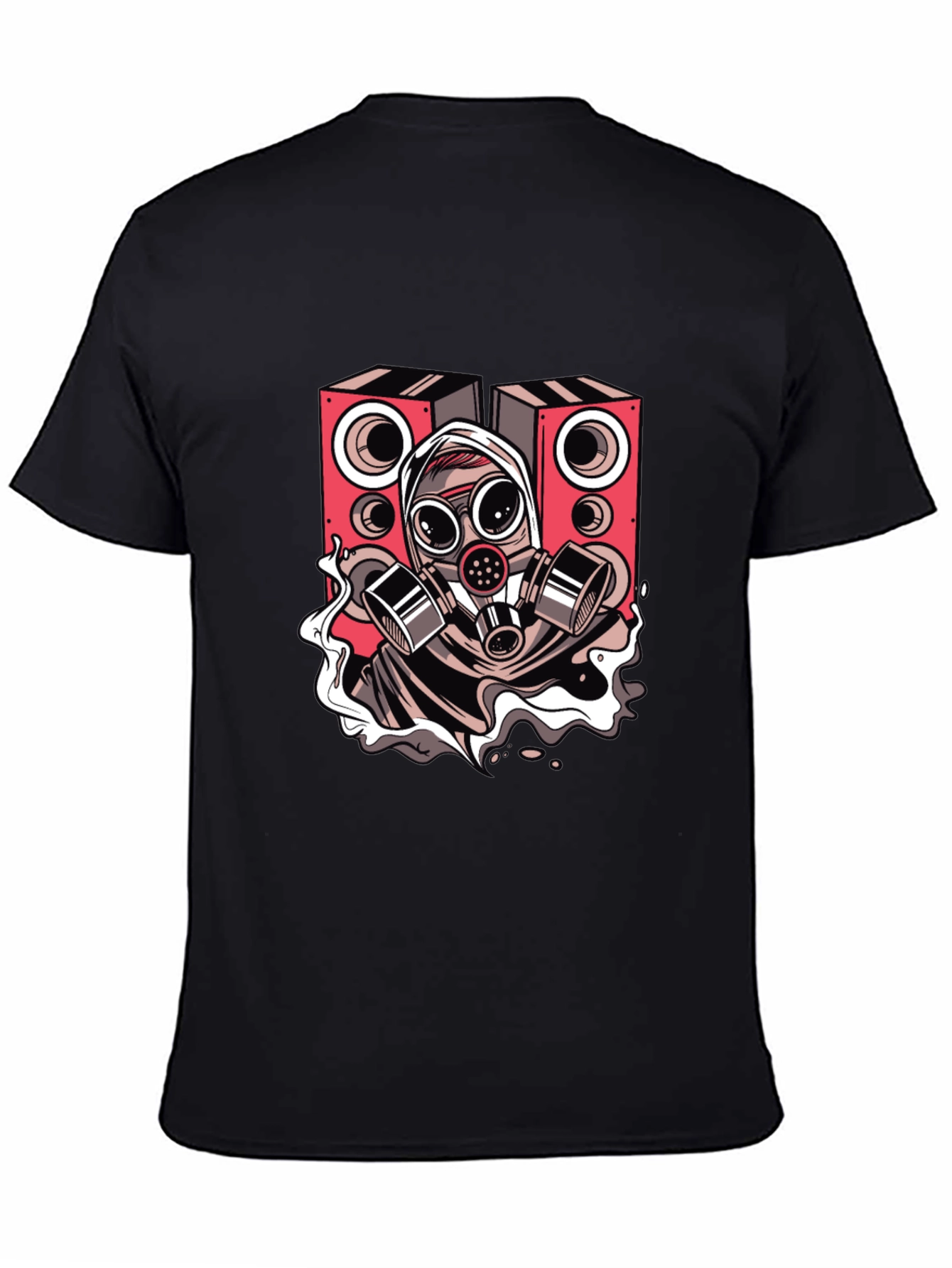 Gas Mask Rave Speaker Graphic Tee - Black