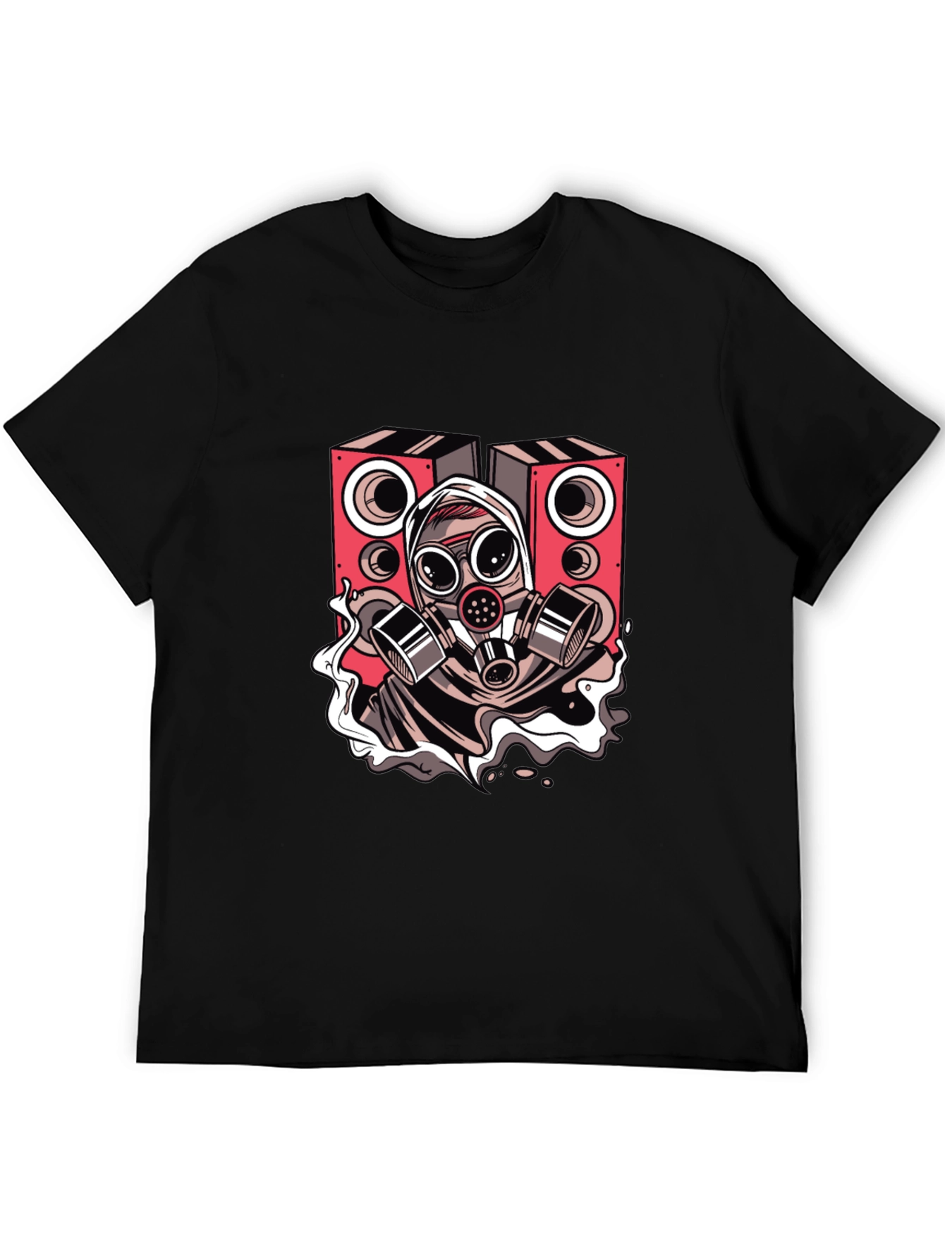 Gas Mask Rave Speaker Graphic Tee - Black
