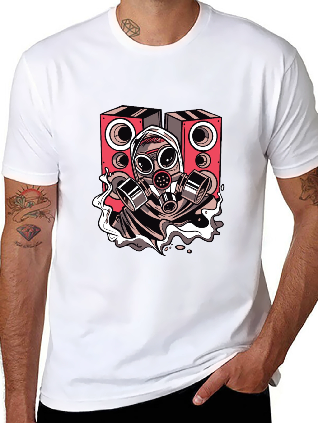 Gas Mask Rave Speaker Graphic Tee - Black