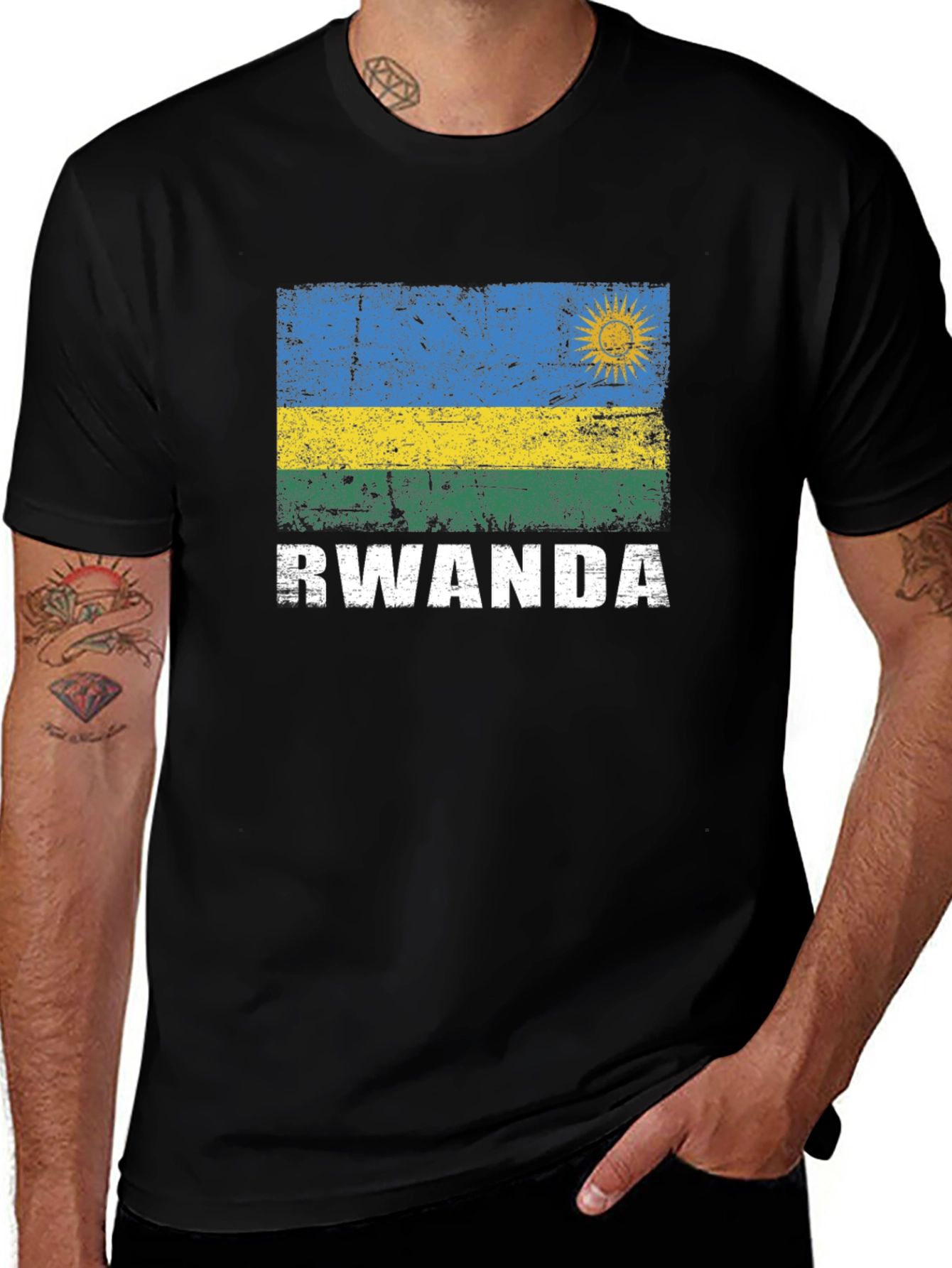 Rwanda Flag Graphic T-Shirt - Patriotic Apparel