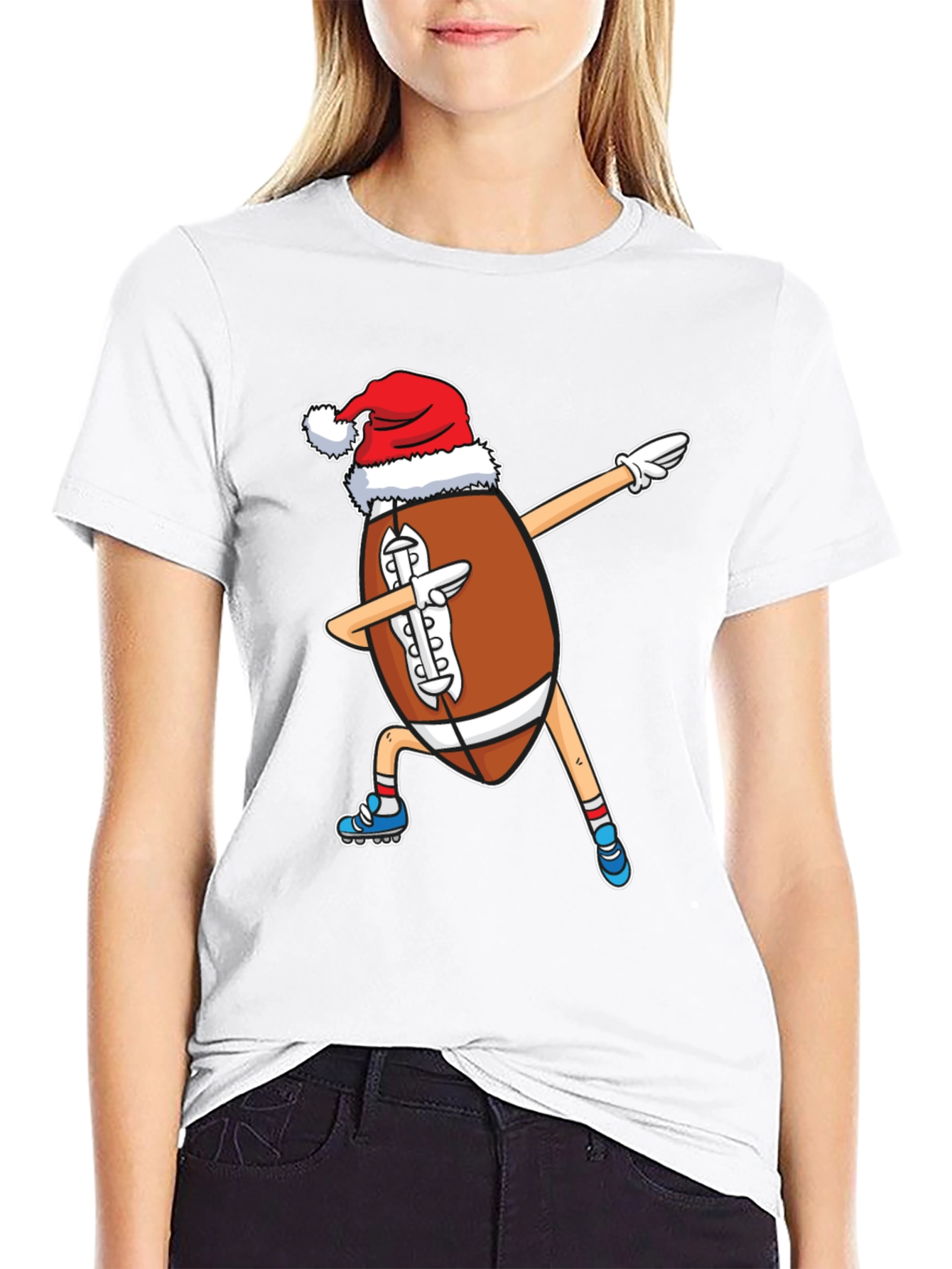Festive Football Dabbing Santa Hat T-Shirt