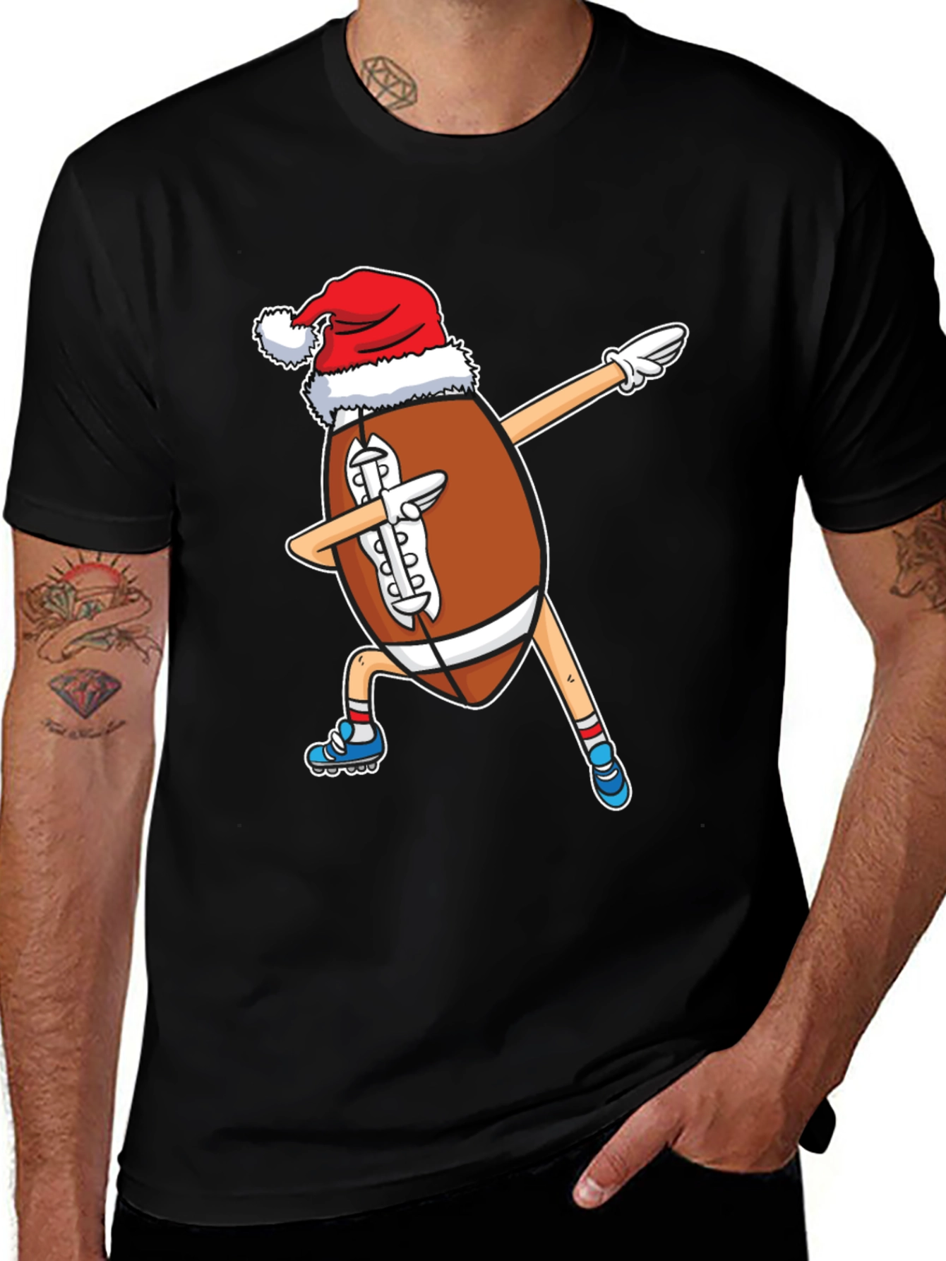 Festive Football Dabbing Santa Hat T-Shirt