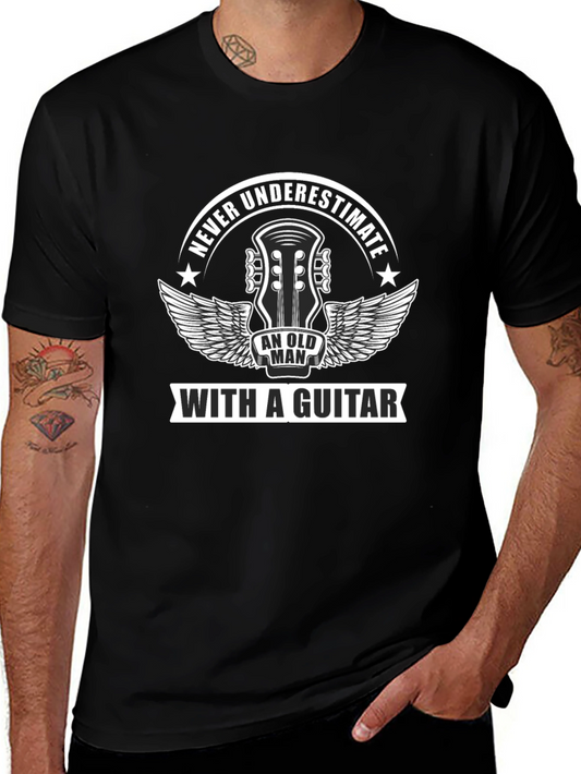 Never Underestimate Old Man Guitar T-Shirt