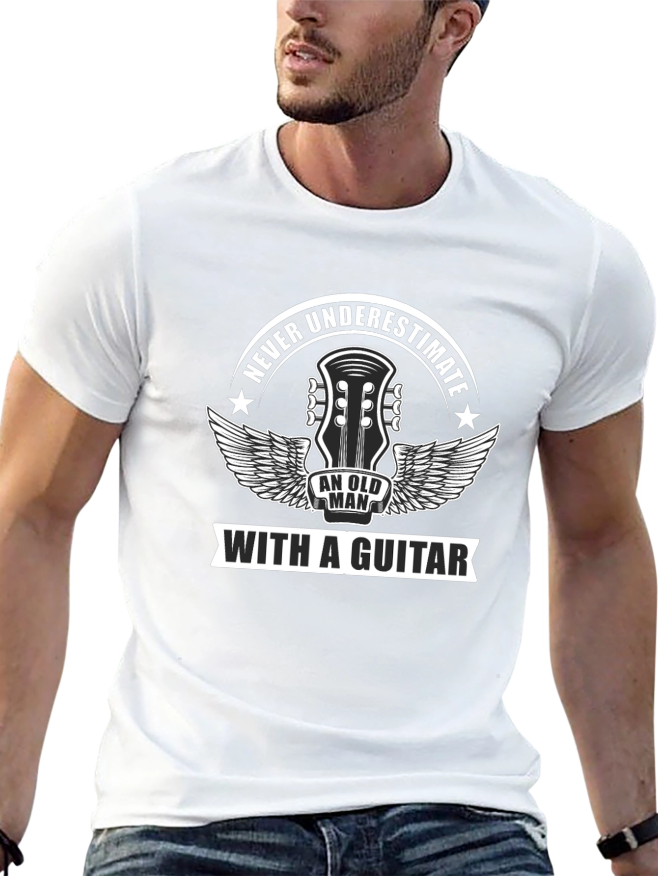 Never Underestimate Old Man Guitar T-Shirt