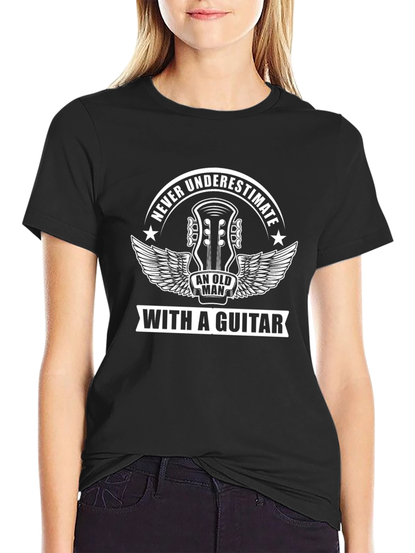 Never Underestimate Old Man Guitar T-Shirt
