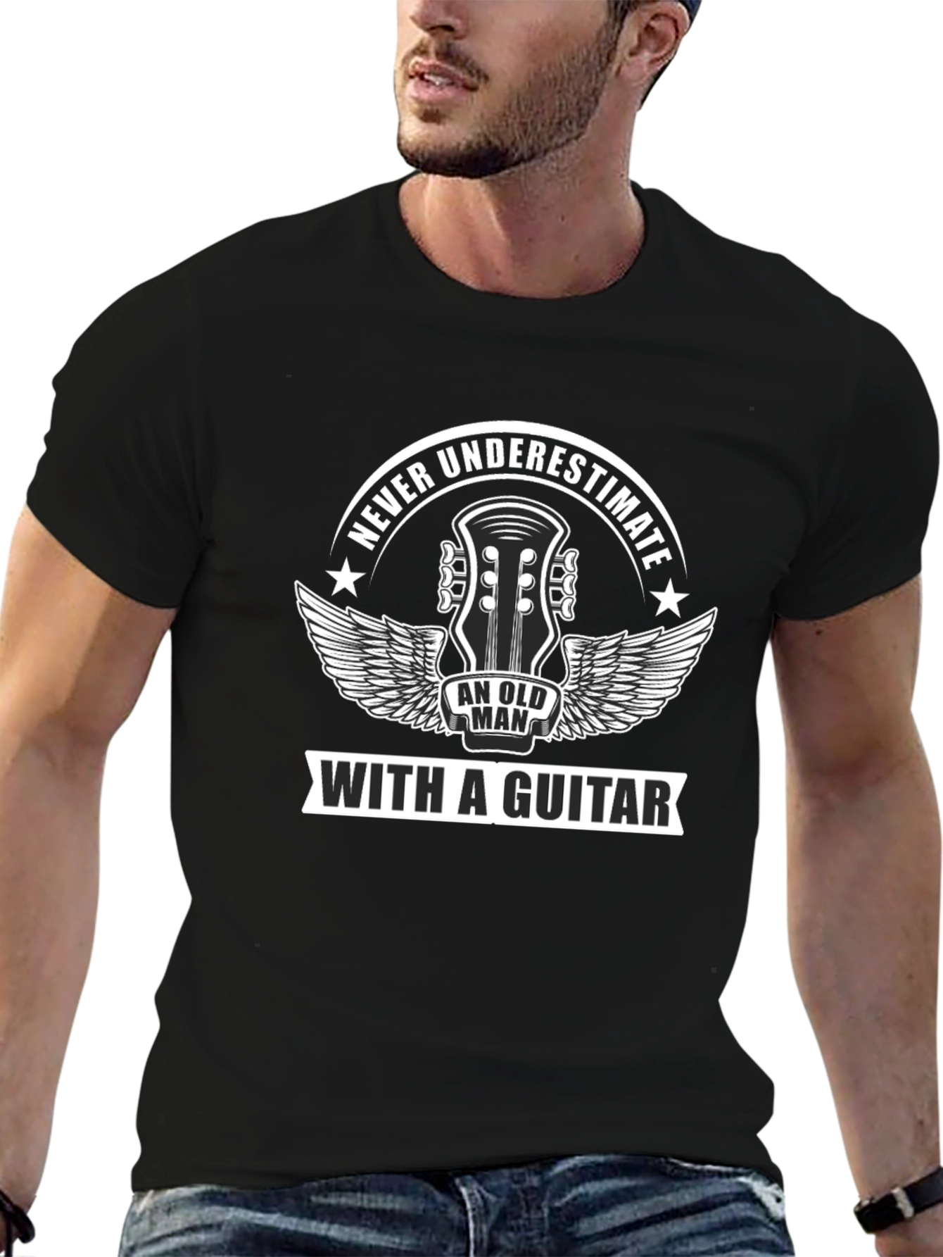 Never Underestimate Old Man Guitar T-Shirt