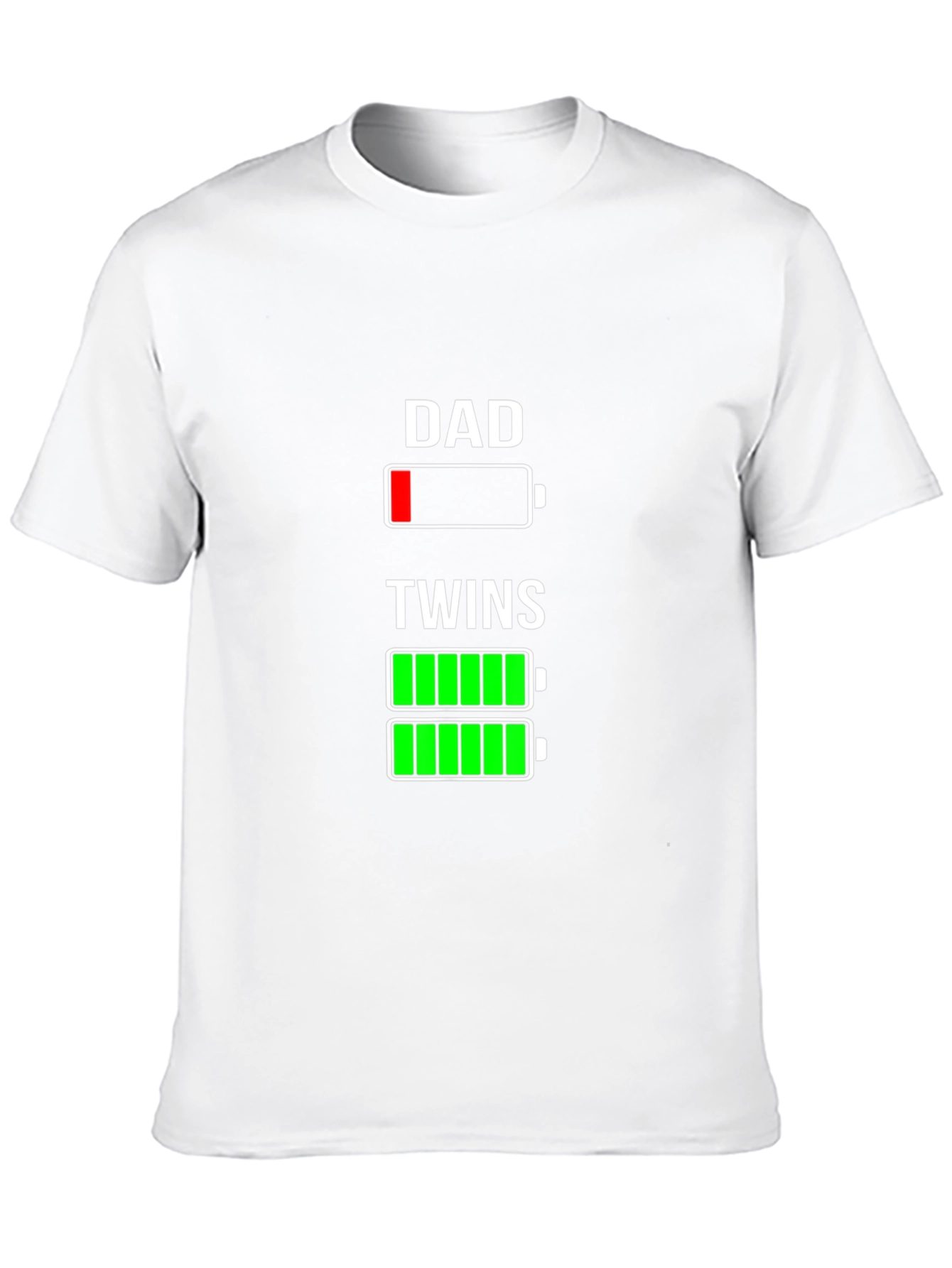Dad of Twins T-Shirt - Low Battery Funny Tee
