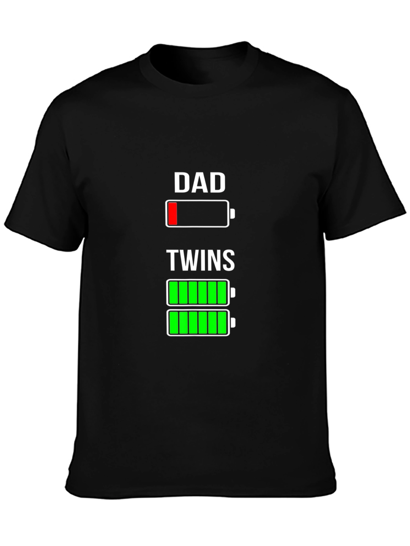 Dad of Twins T-Shirt - Low Battery Funny Tee