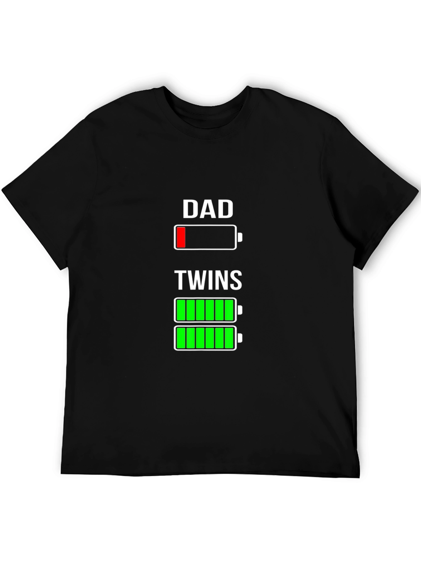 Dad of Twins T-Shirt - Low Battery Funny Tee