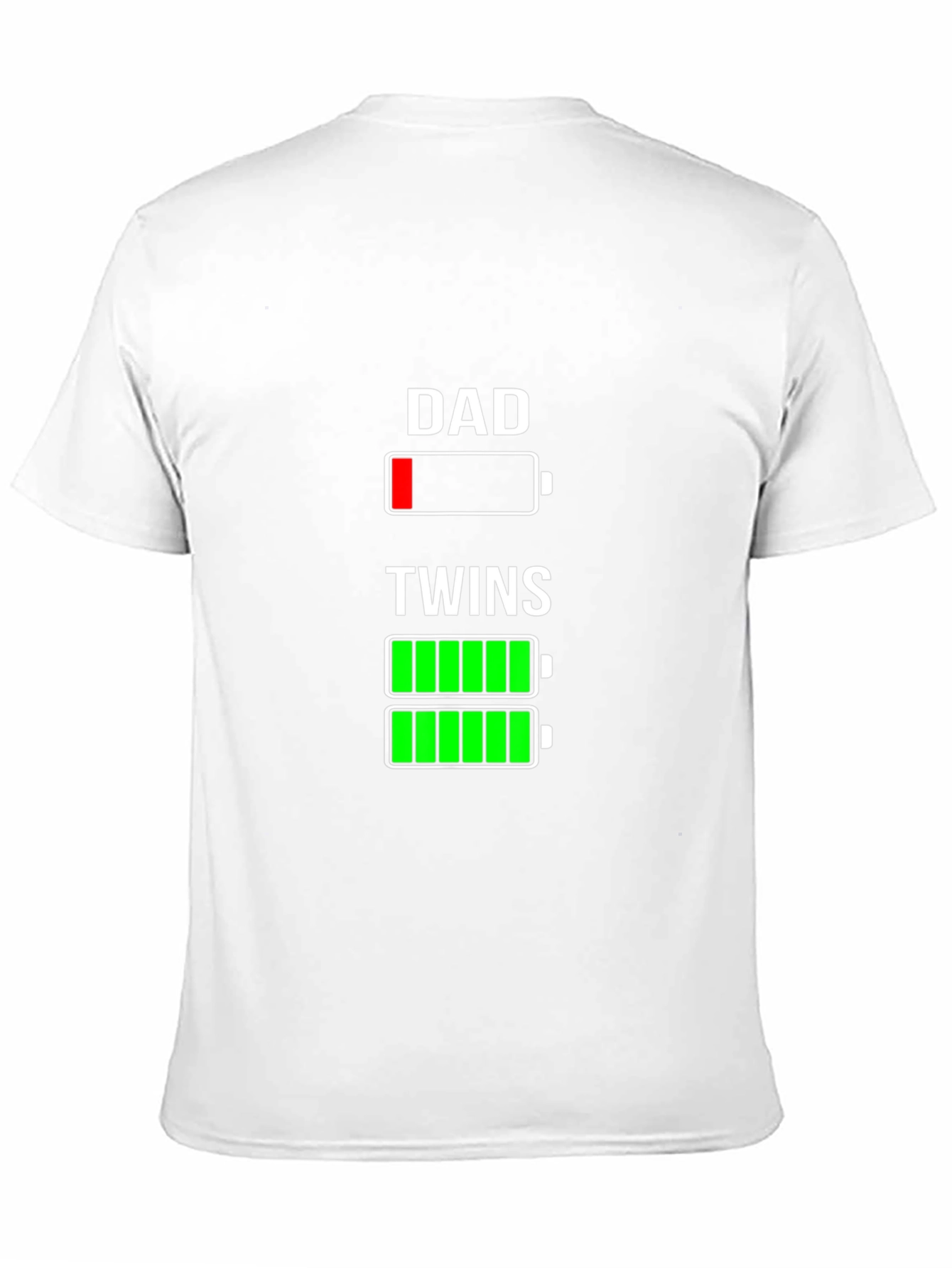 Dad of Twins T-Shirt - Low Battery Funny Tee