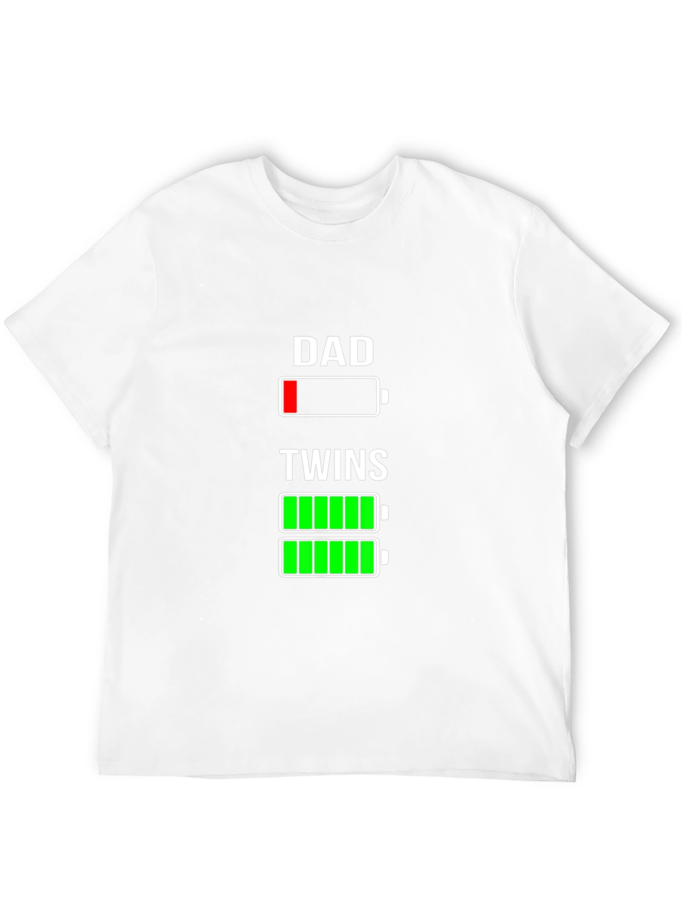 Dad of Twins T-Shirt - Low Battery Funny Tee