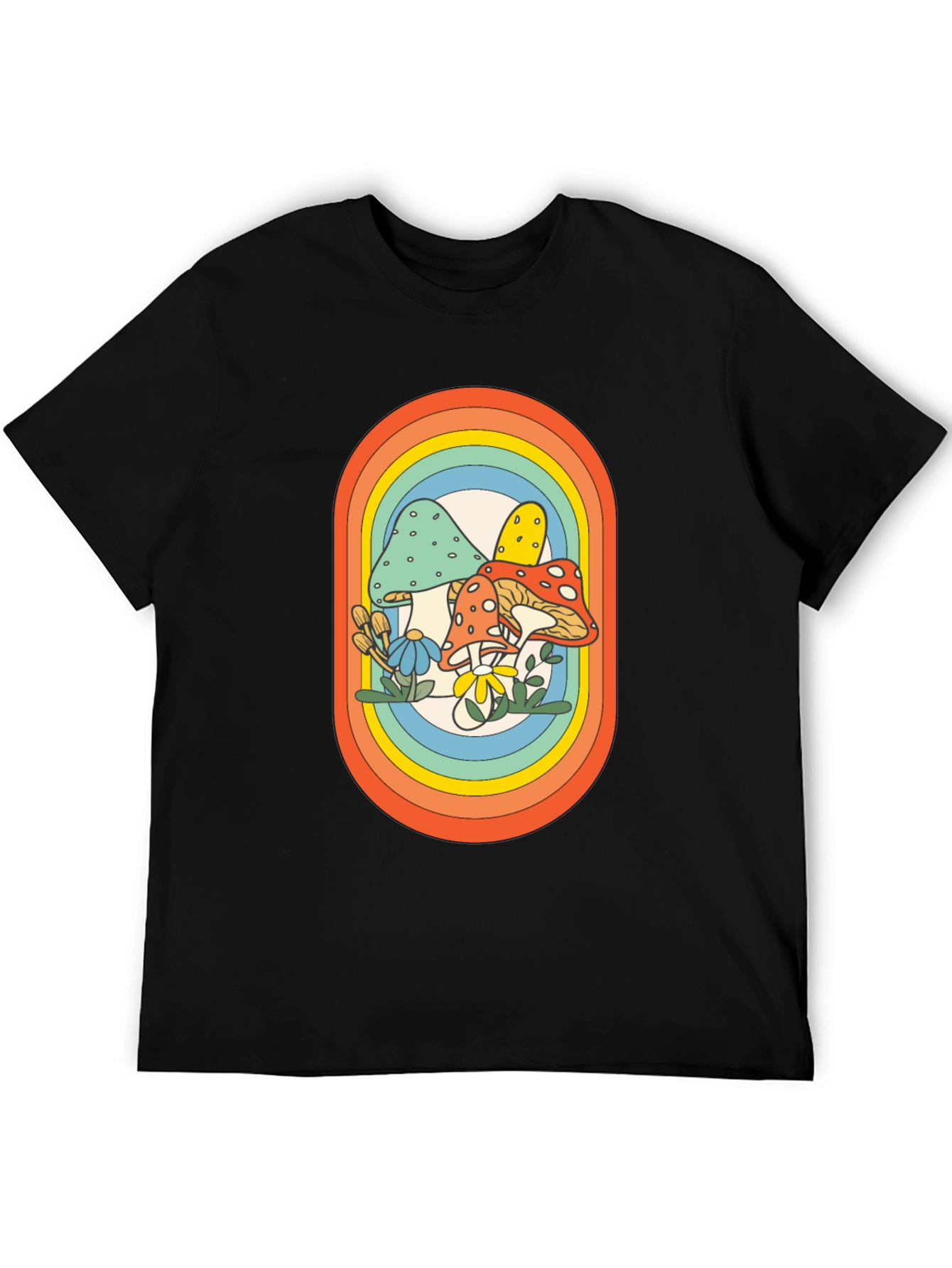 Retro Mushroom Rainbow Graphic Tee