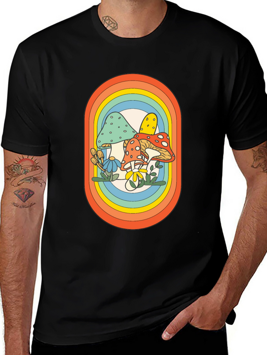 Retro Mushroom Rainbow Graphic Tee
