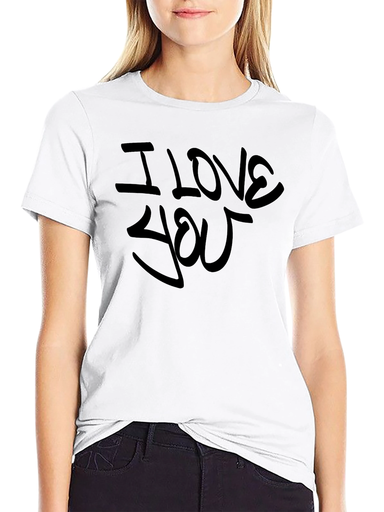 I Love You Black Graphic Tee