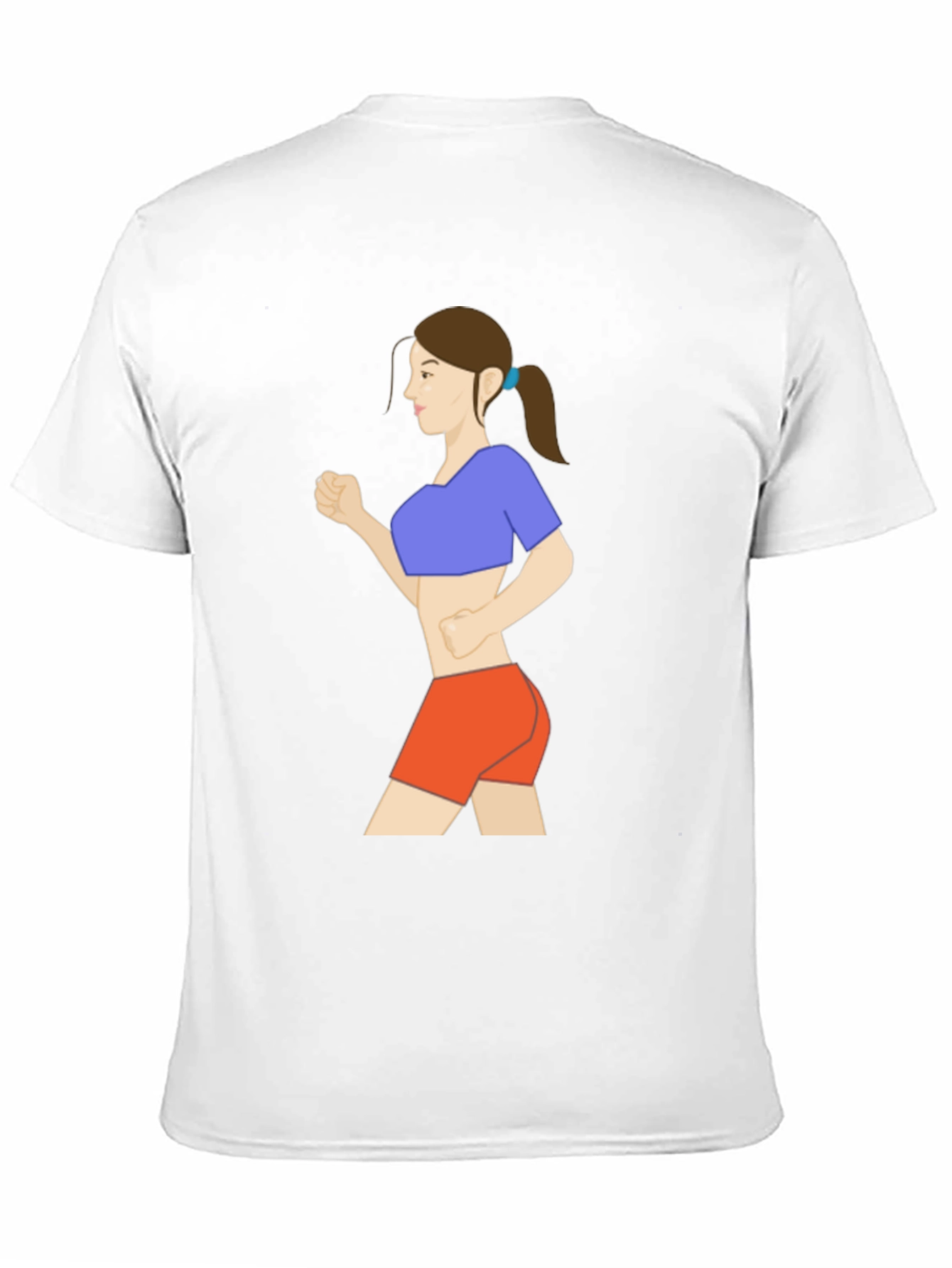 Black Graphic Tee: Cartoon Woman Running