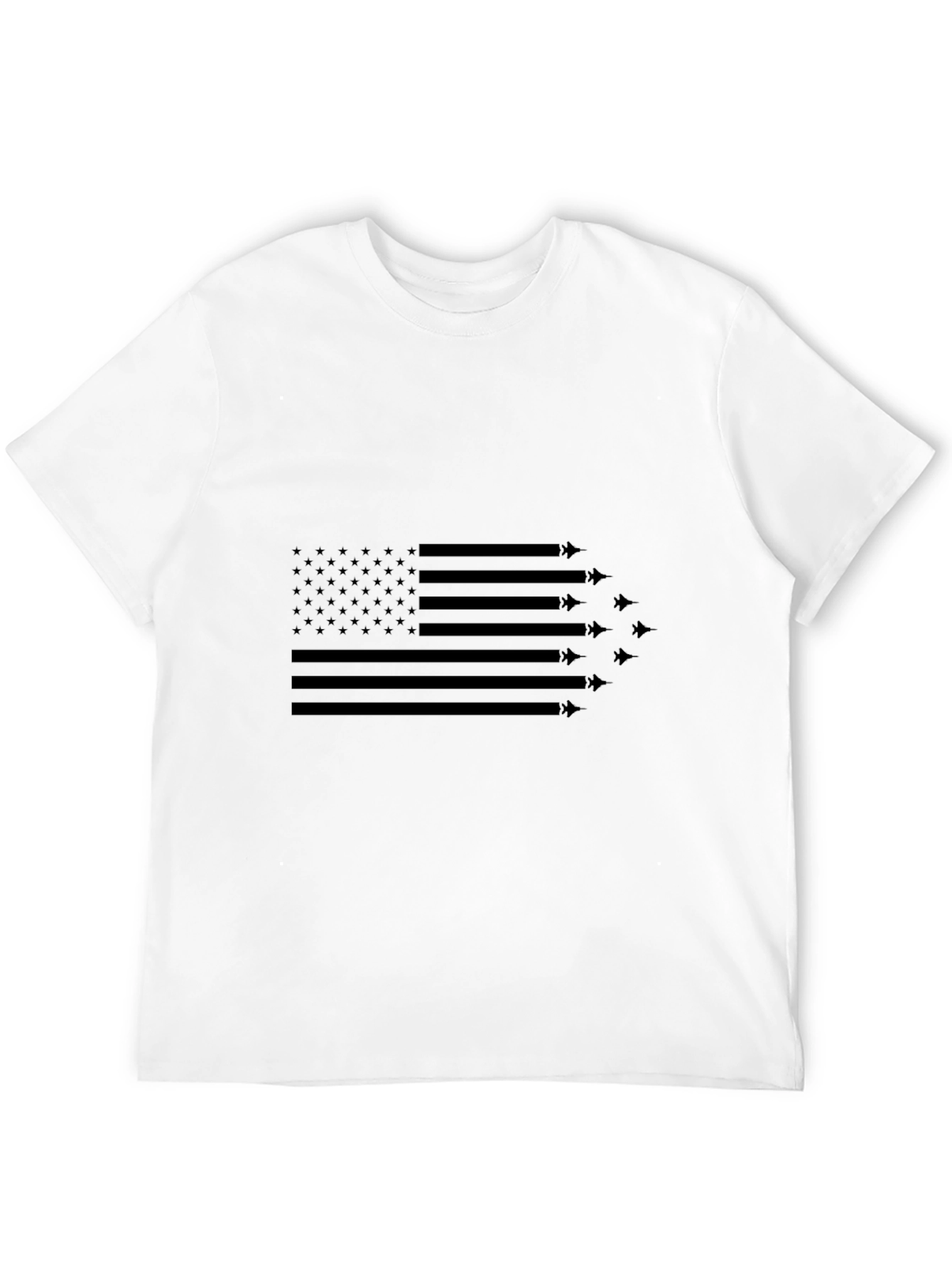 Patriotic American Flag Fighter Jet Graphic T-Shirt