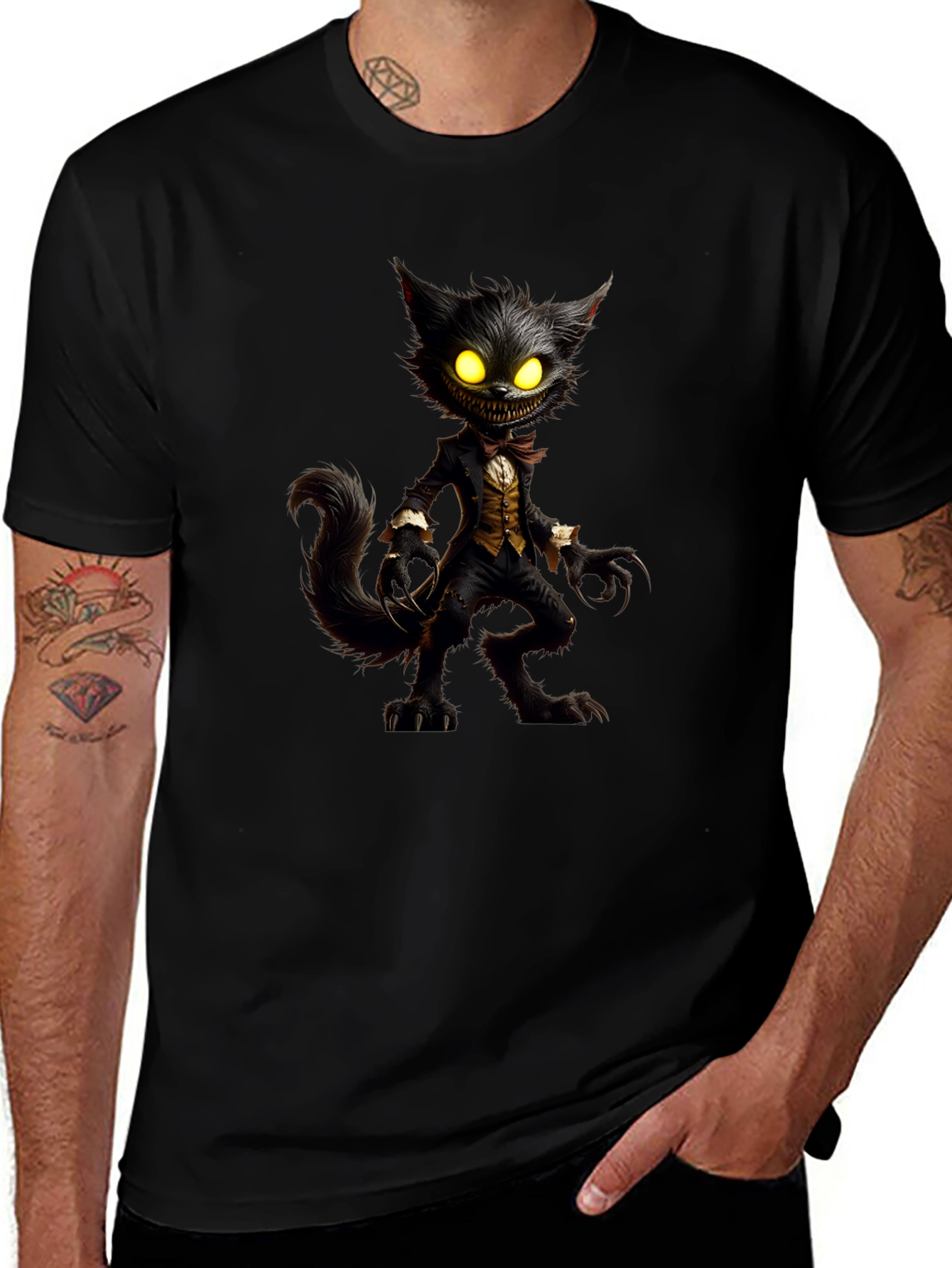 Creepy Cat T-Shirt - Unique Graphic Tee