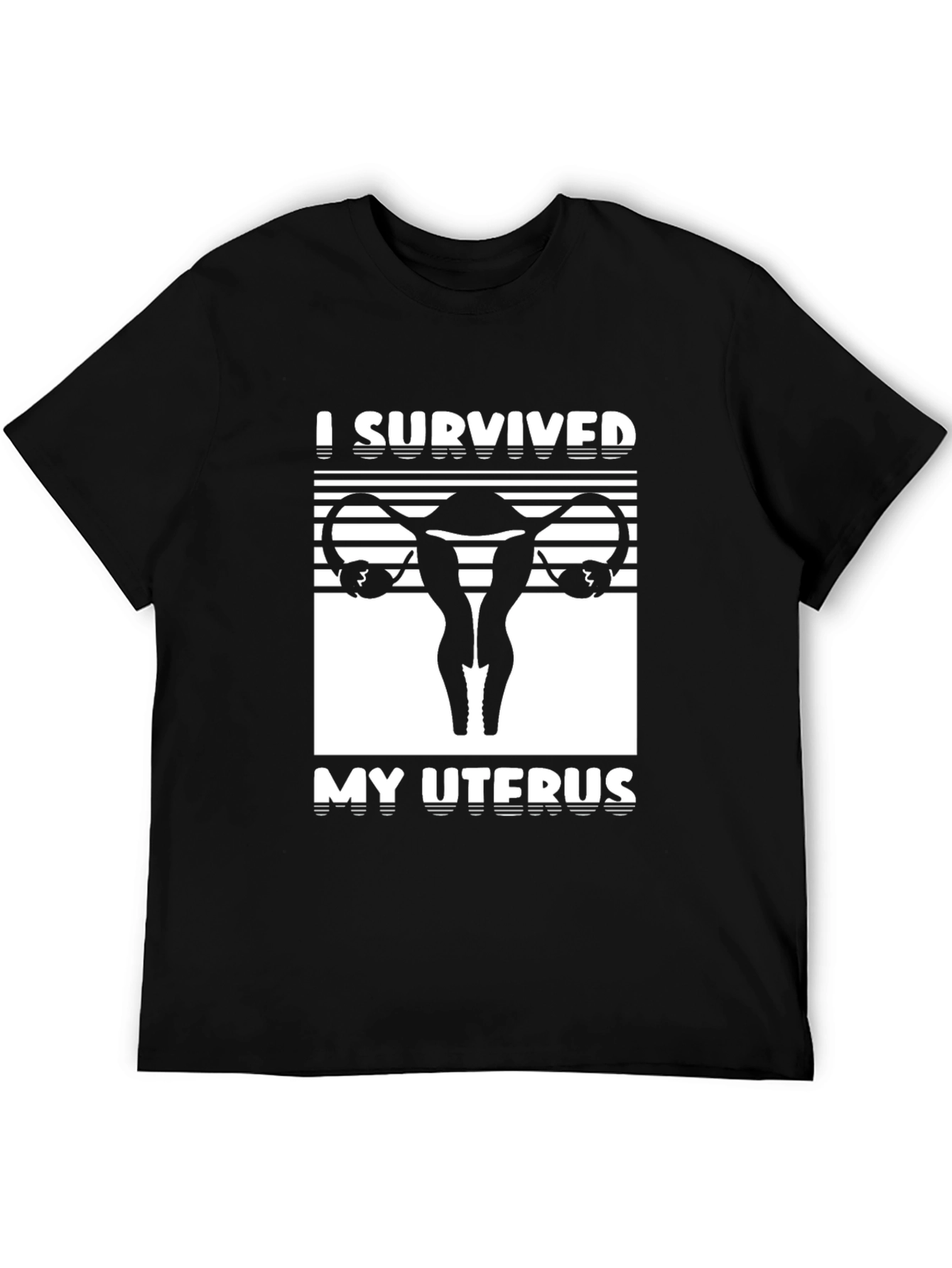 I Survived My Uterus Black Graphic T-Shirt