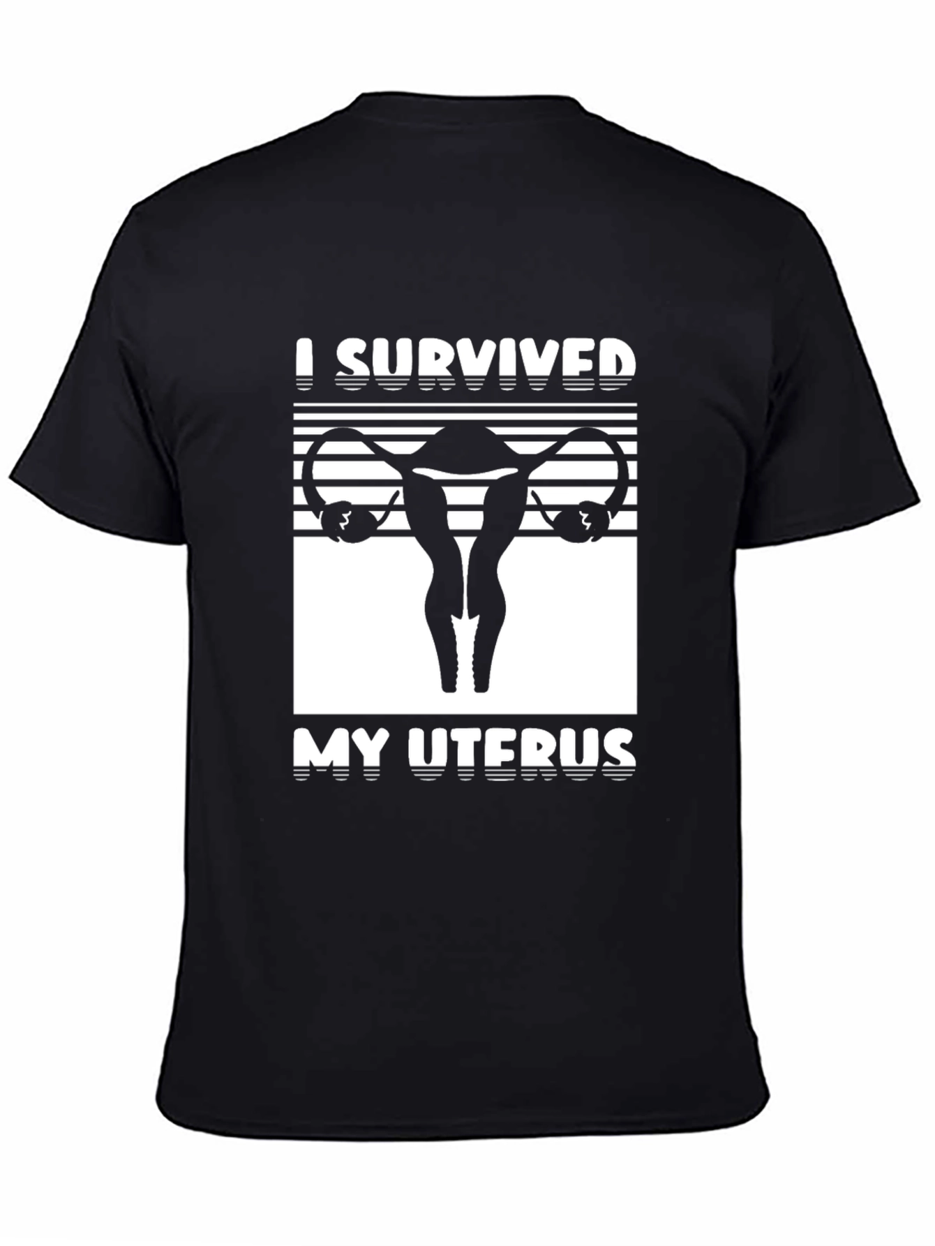 I Survived My Uterus Black Graphic T-Shirt