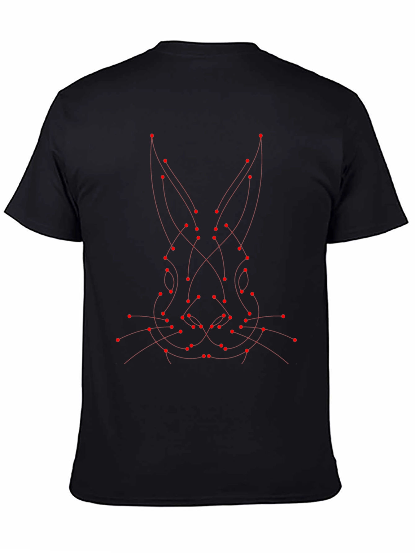 Abstract Rabbit Dot to Dot Graphic Tee - Black