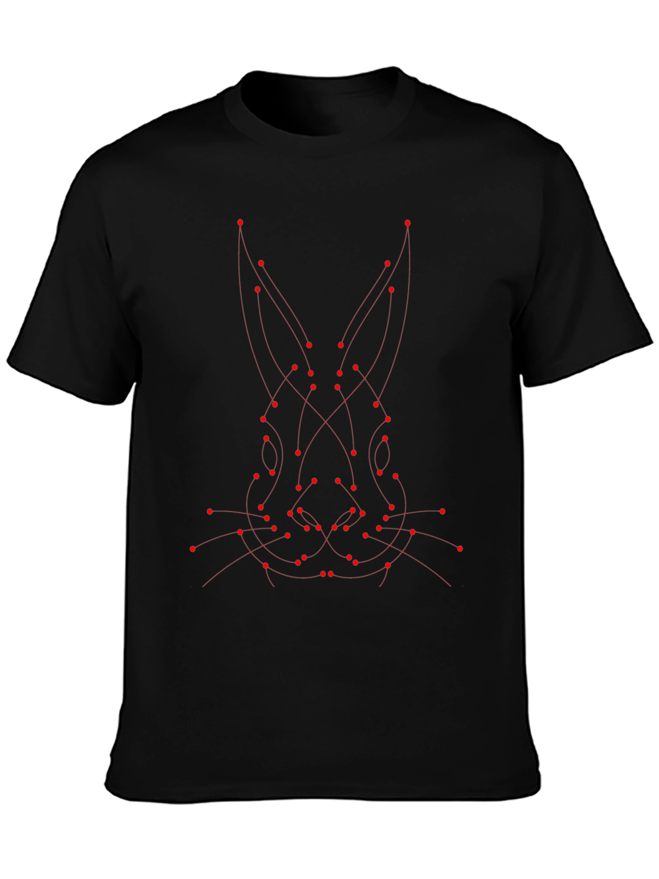 Abstract Rabbit Dot to Dot Graphic Tee - Black