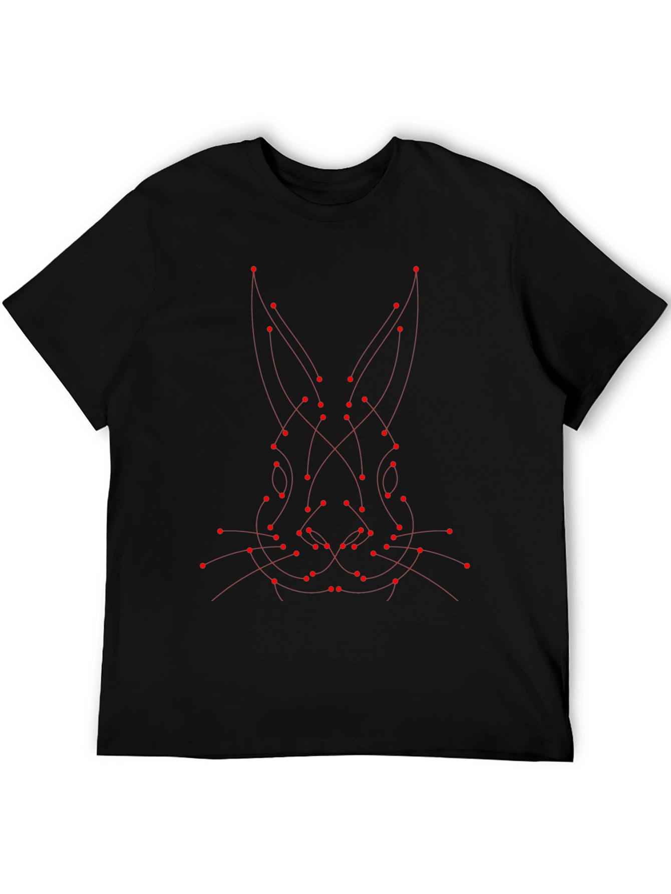 Abstract Rabbit Dot to Dot Graphic Tee - Black