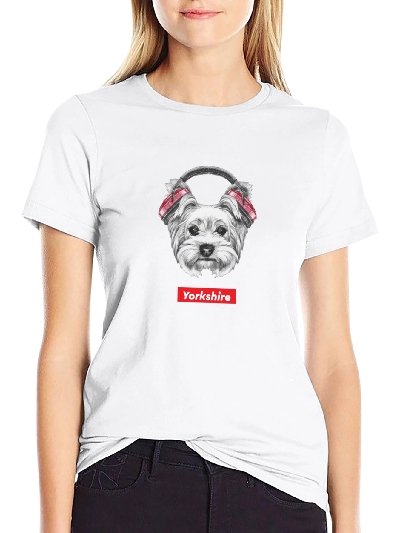 Yorkshire Dog Headphone T-Shirt - Cool Graphic Tee