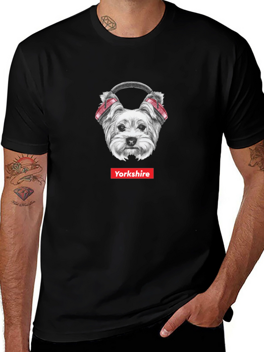 Yorkshire Dog Headphone T-Shirt - Cool Graphic Tee