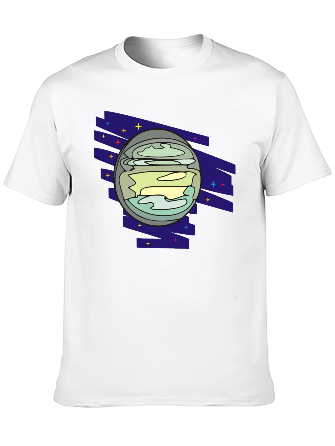 Retro Planet Graphic Tee - Black Casual Shirt