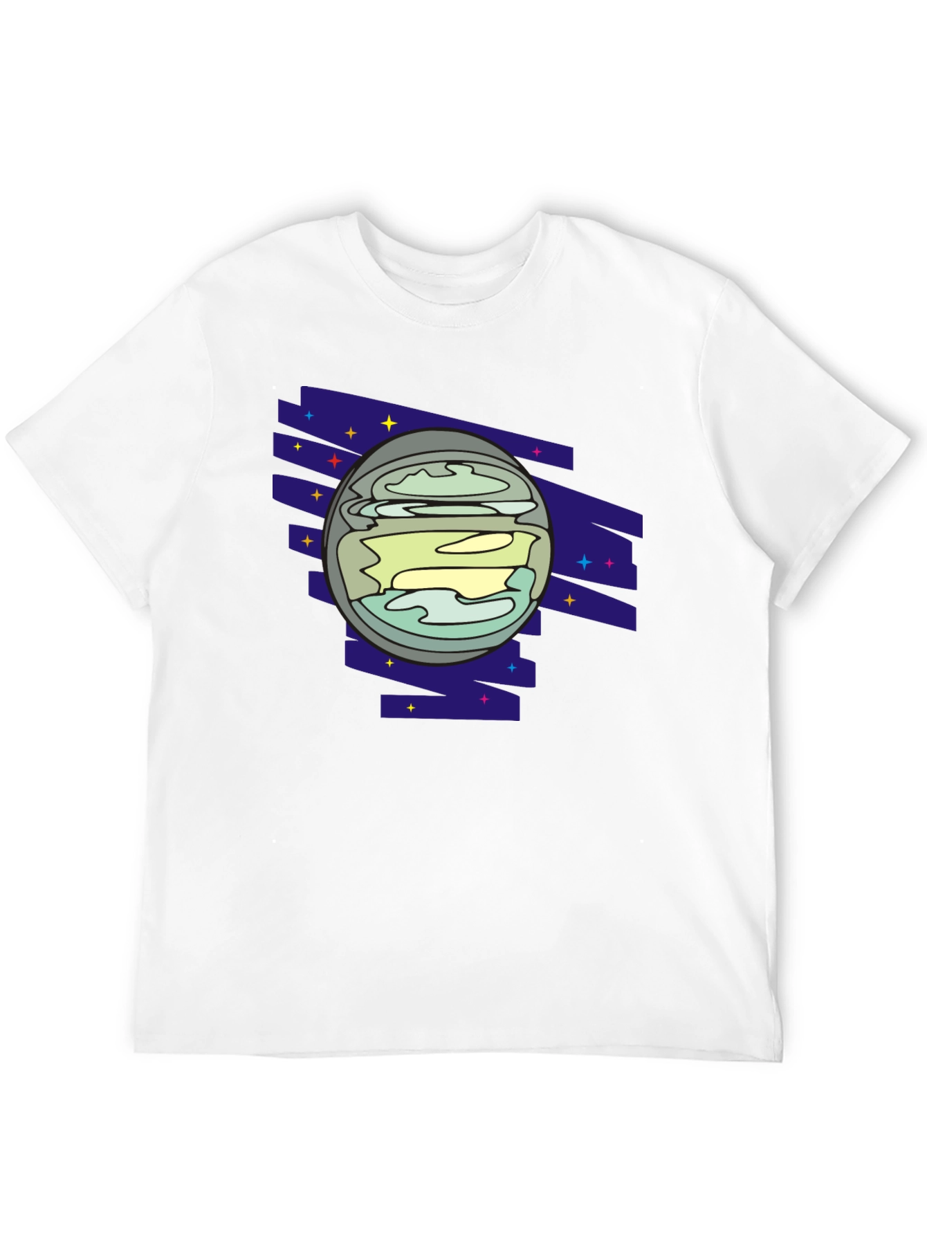 Retro Planet Graphic Tee - Black Casual Shirt