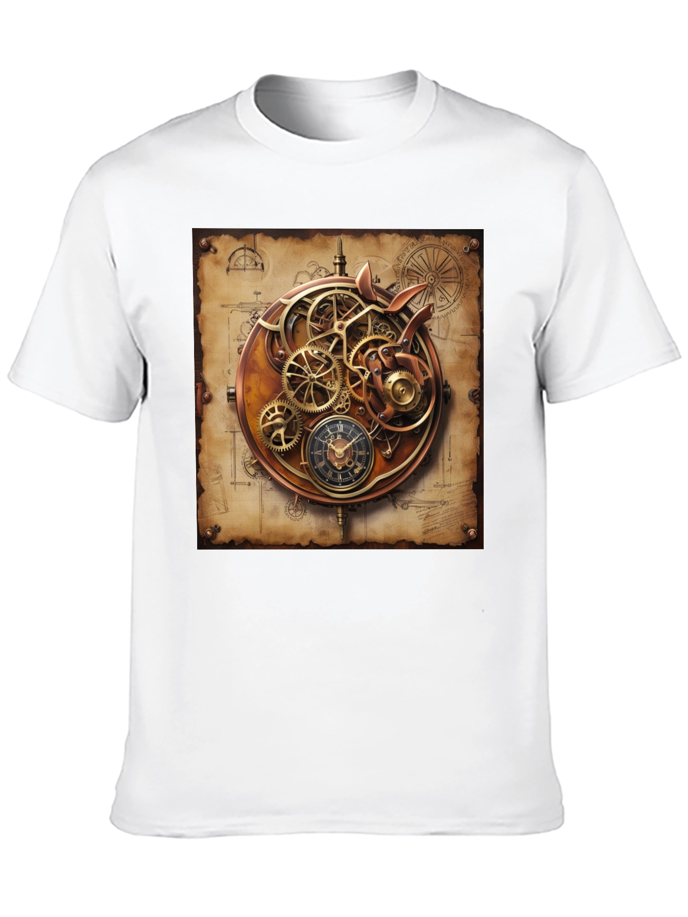 Steampunk Gear Design Black T-Shirt