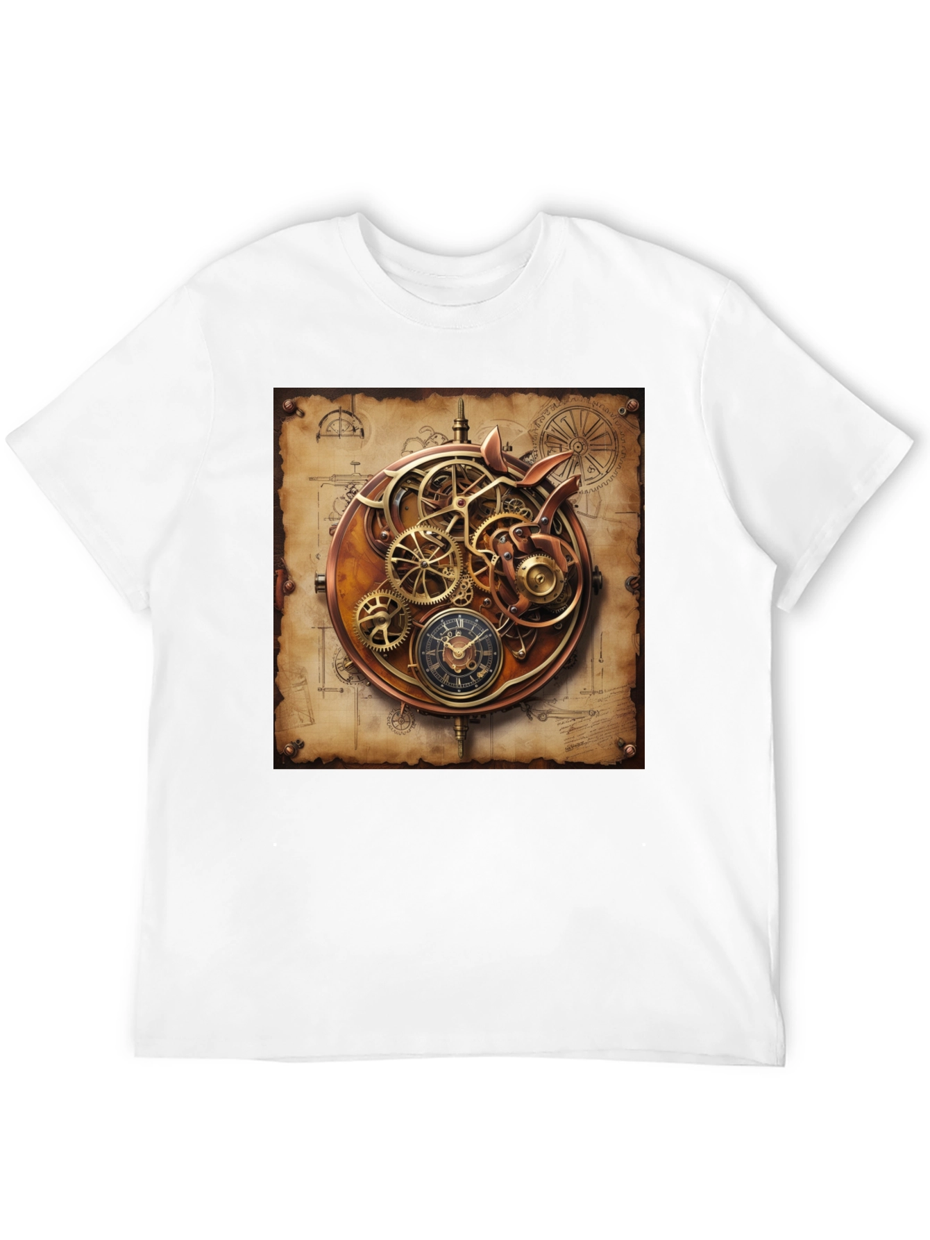 Steampunk Gear Design Black T-Shirt