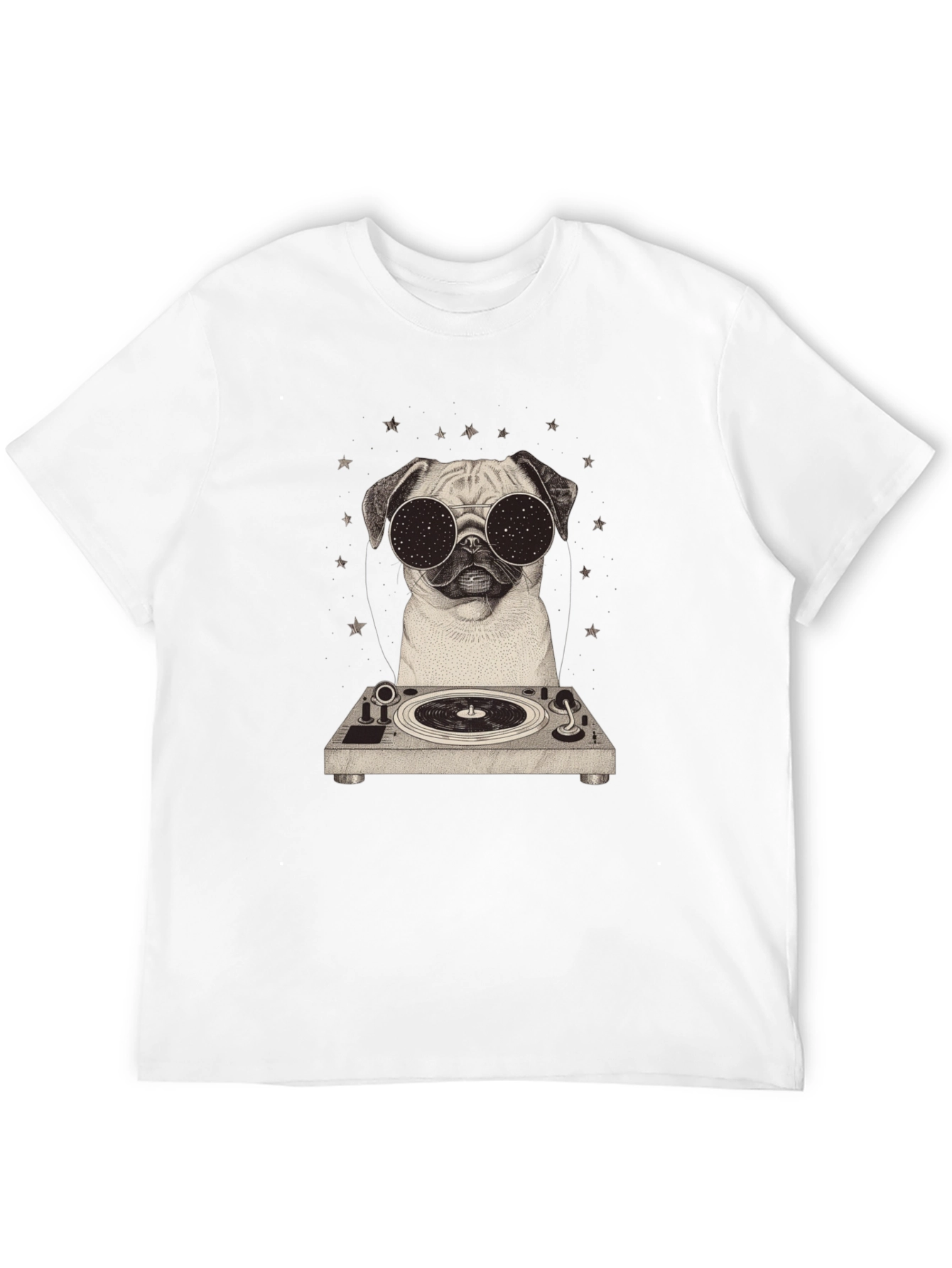 Cool Pug DJ Graphic Tee - Stylish Black T-Shirt