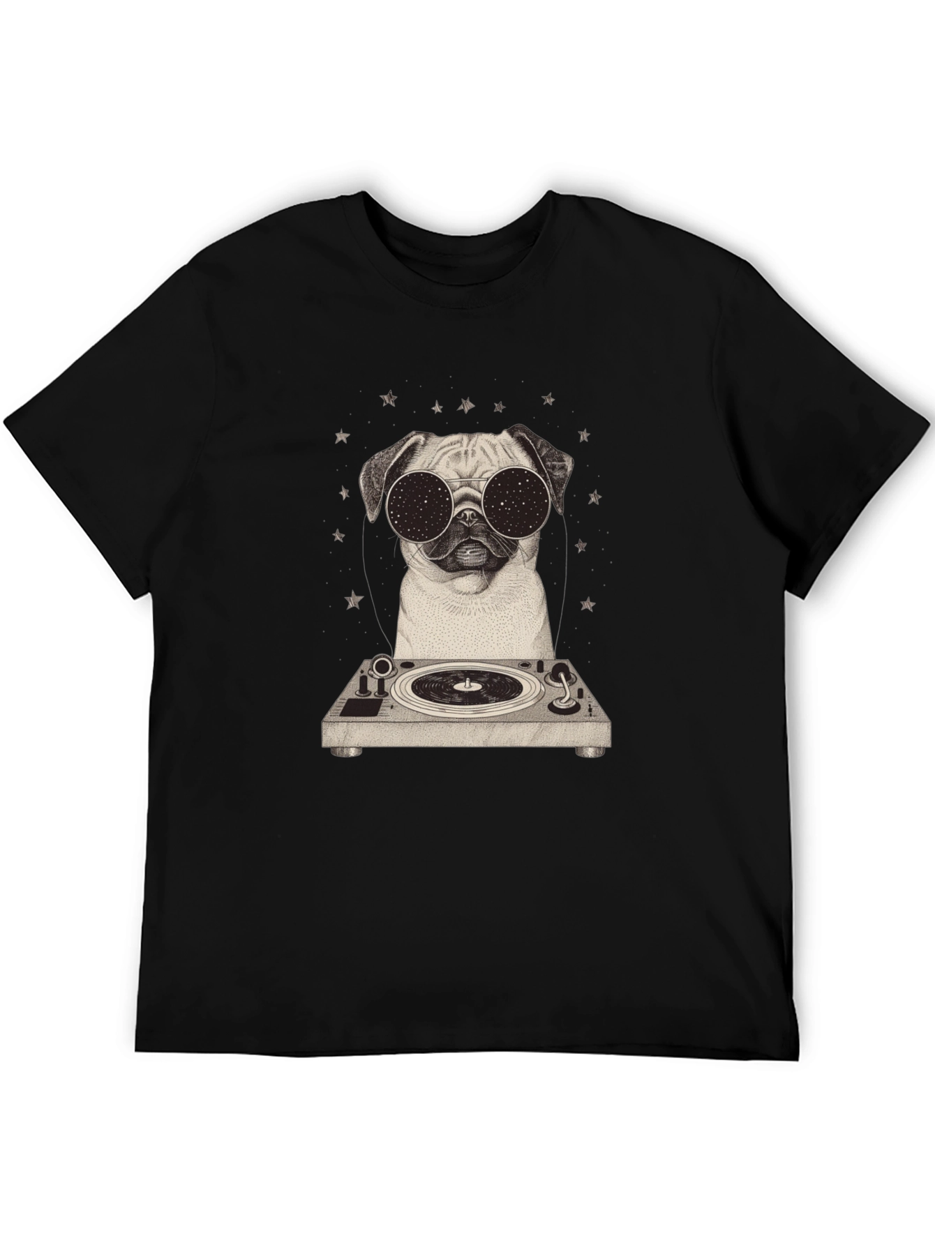 Cool Pug DJ Graphic Tee - Stylish Black T-Shirt