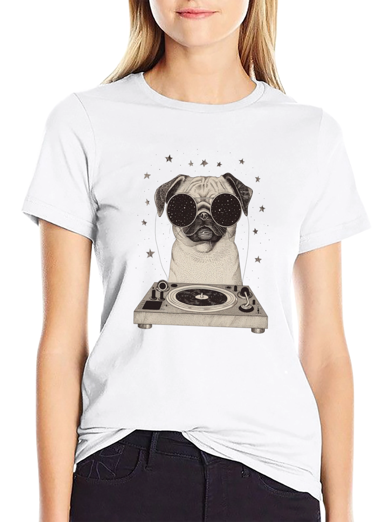 Cool Pug DJ Graphic Tee - Stylish Black T-Shirt