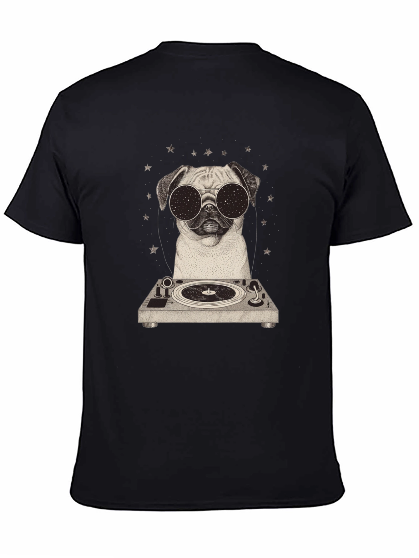 Cool Pug DJ Graphic Tee - Stylish Black T-Shirt