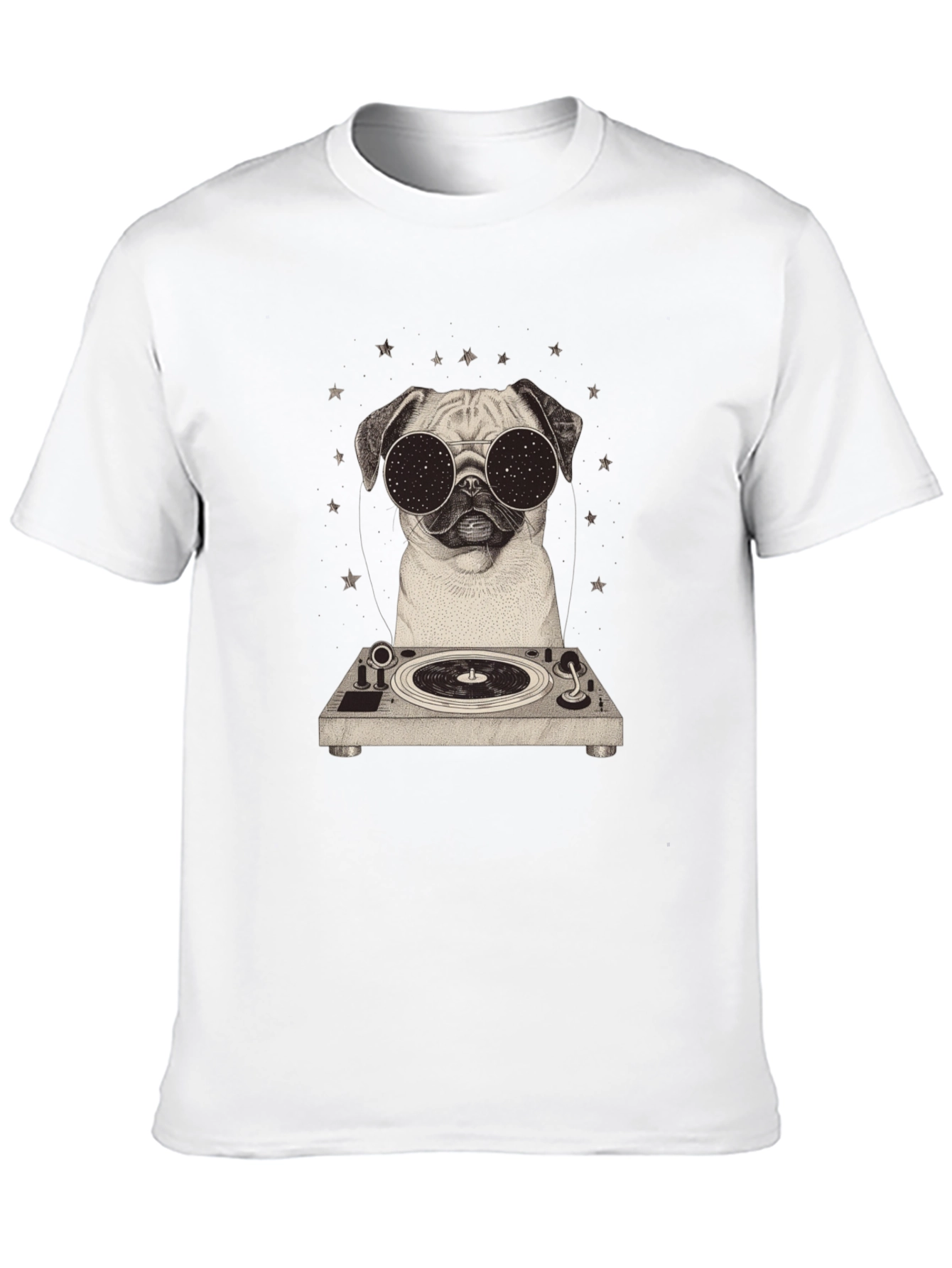 Cool Pug DJ Graphic Tee - Stylish Black T-Shirt