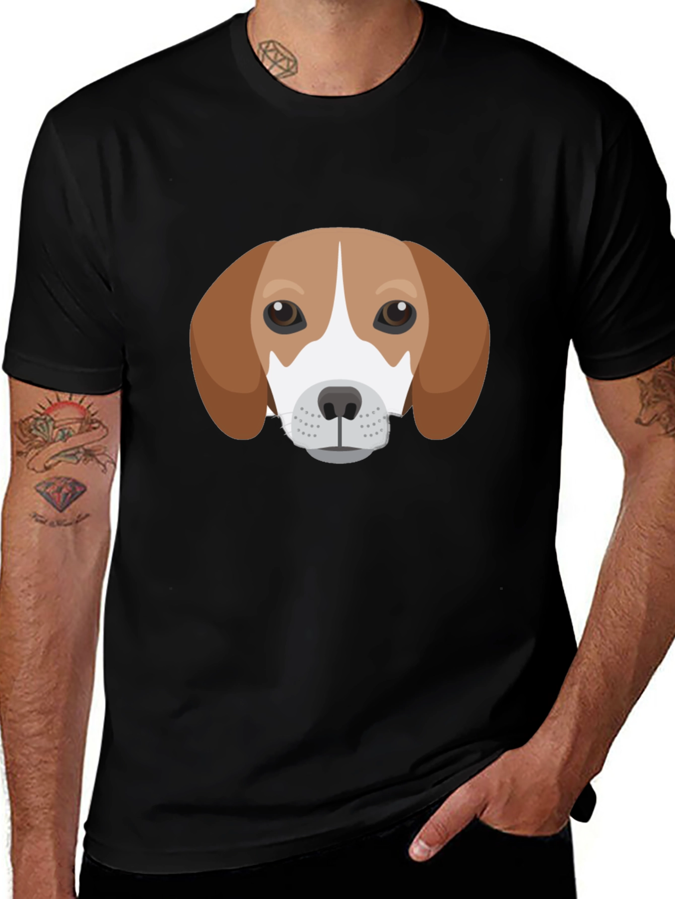 Dog Face Graphic Tee - Black Casual T-Shirt