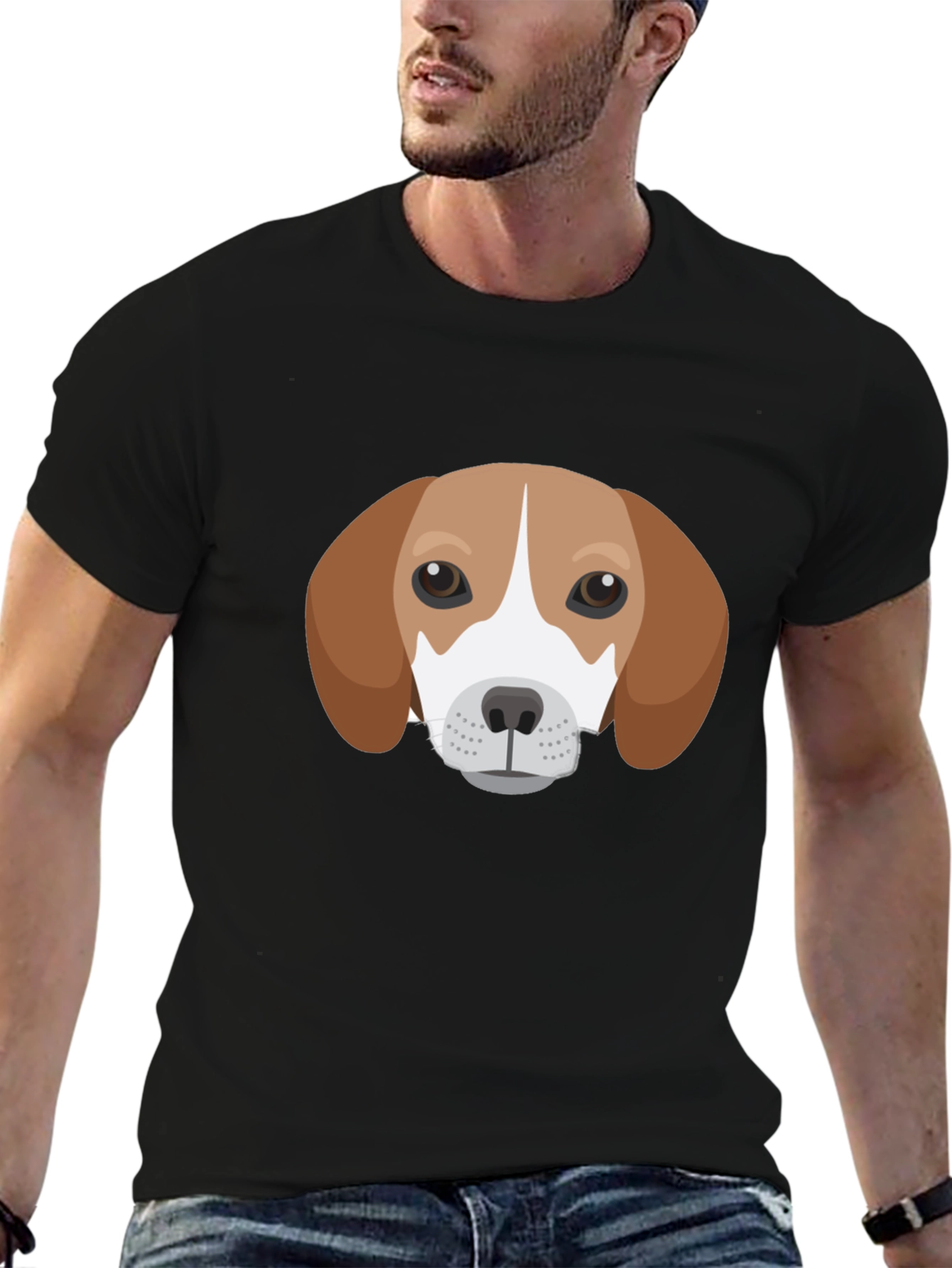 Dog Face Graphic Tee - Black Casual T-Shirt