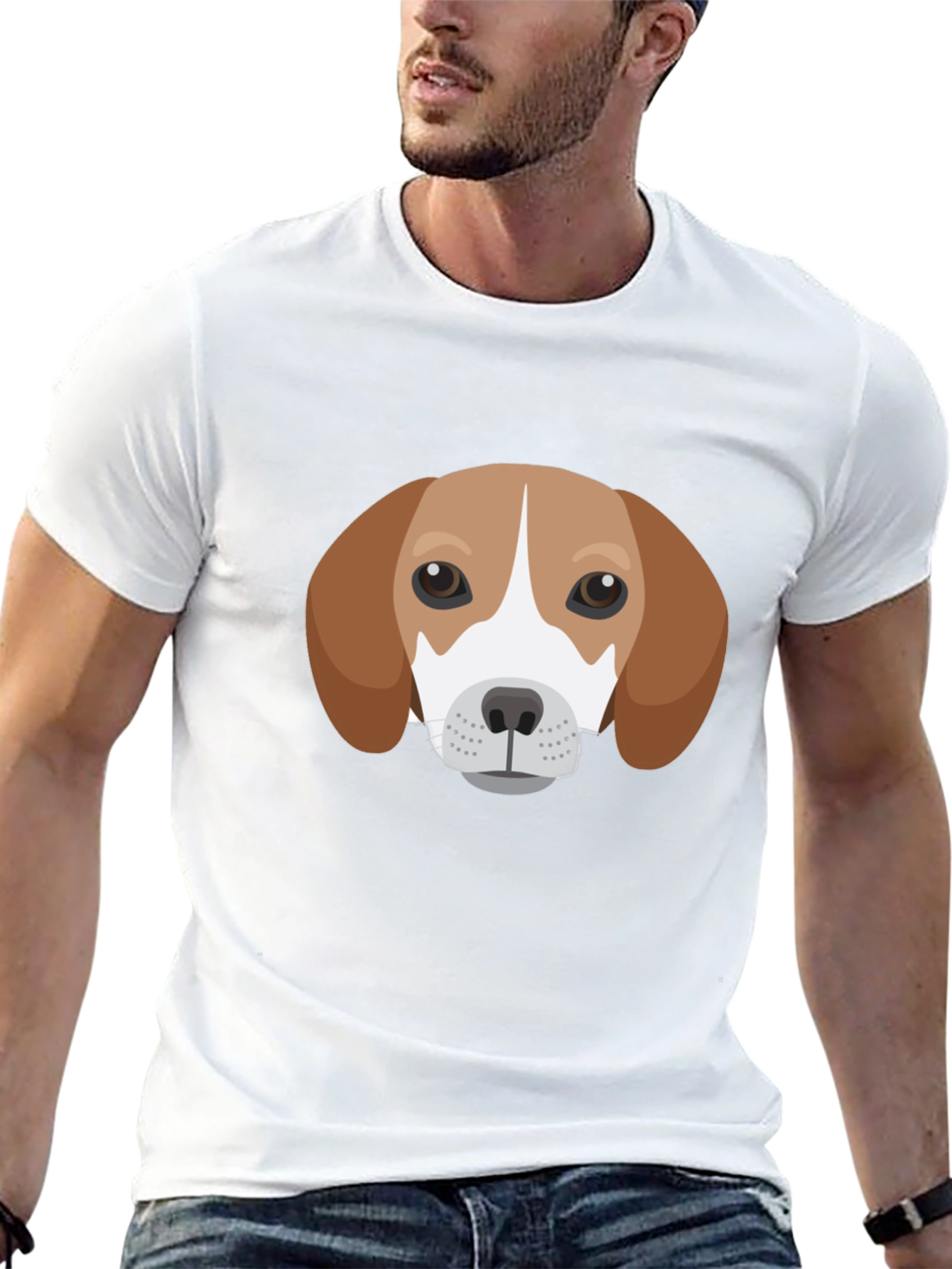 Dog Face Graphic Tee - Black Casual T-Shirt