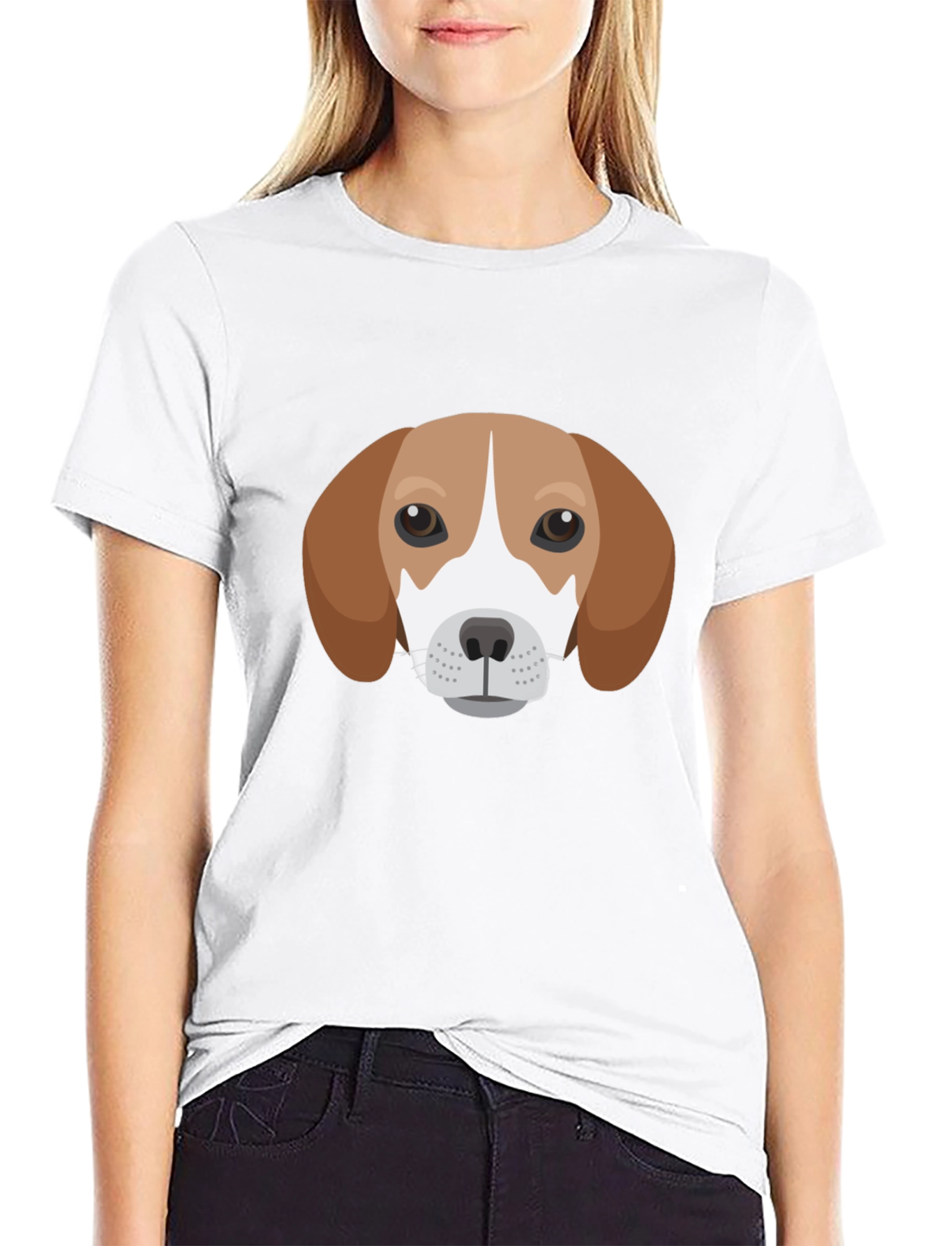 Dog Face Graphic Tee - Black Casual T-Shirt