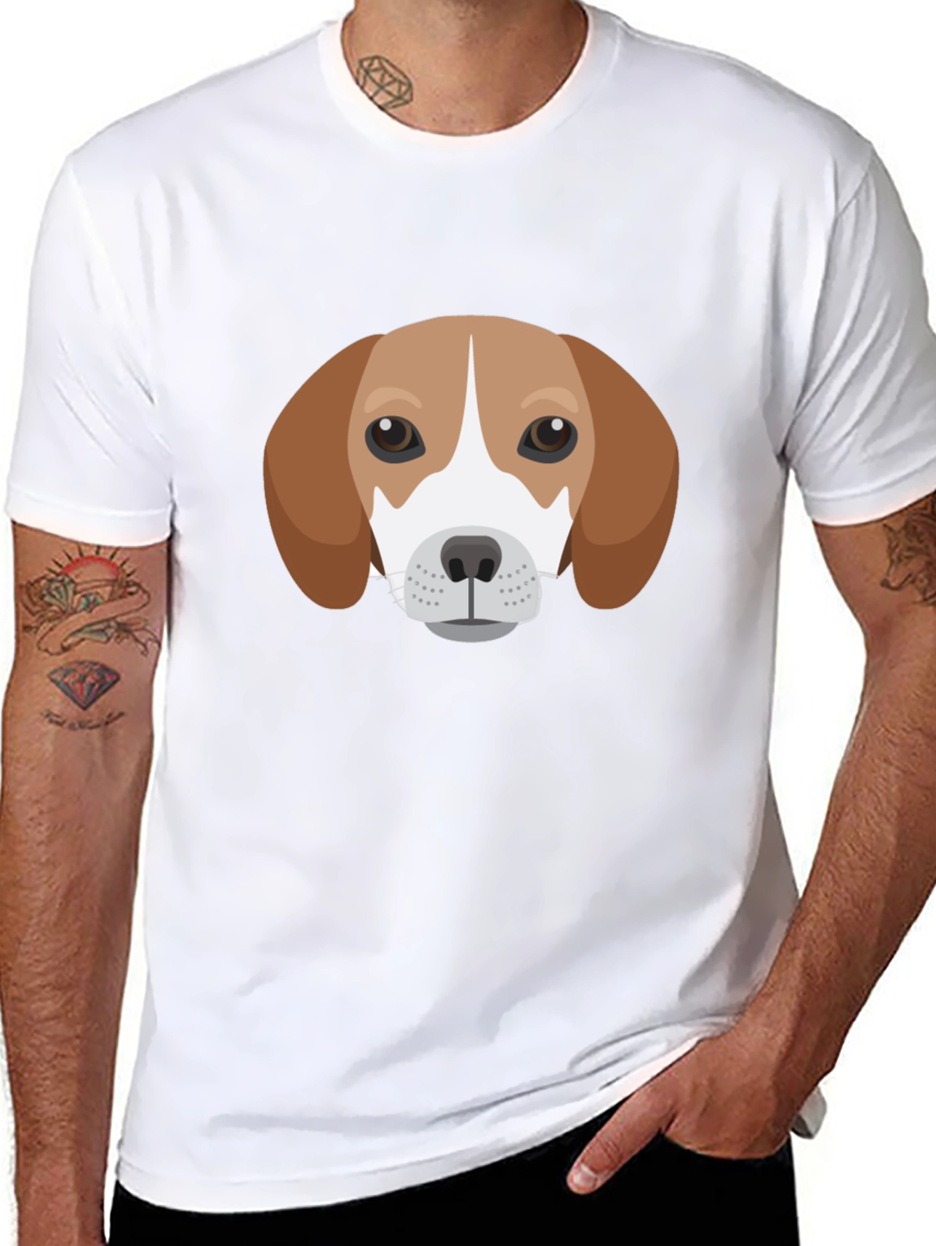 Dog Face Graphic Tee - Black Casual T-Shirt