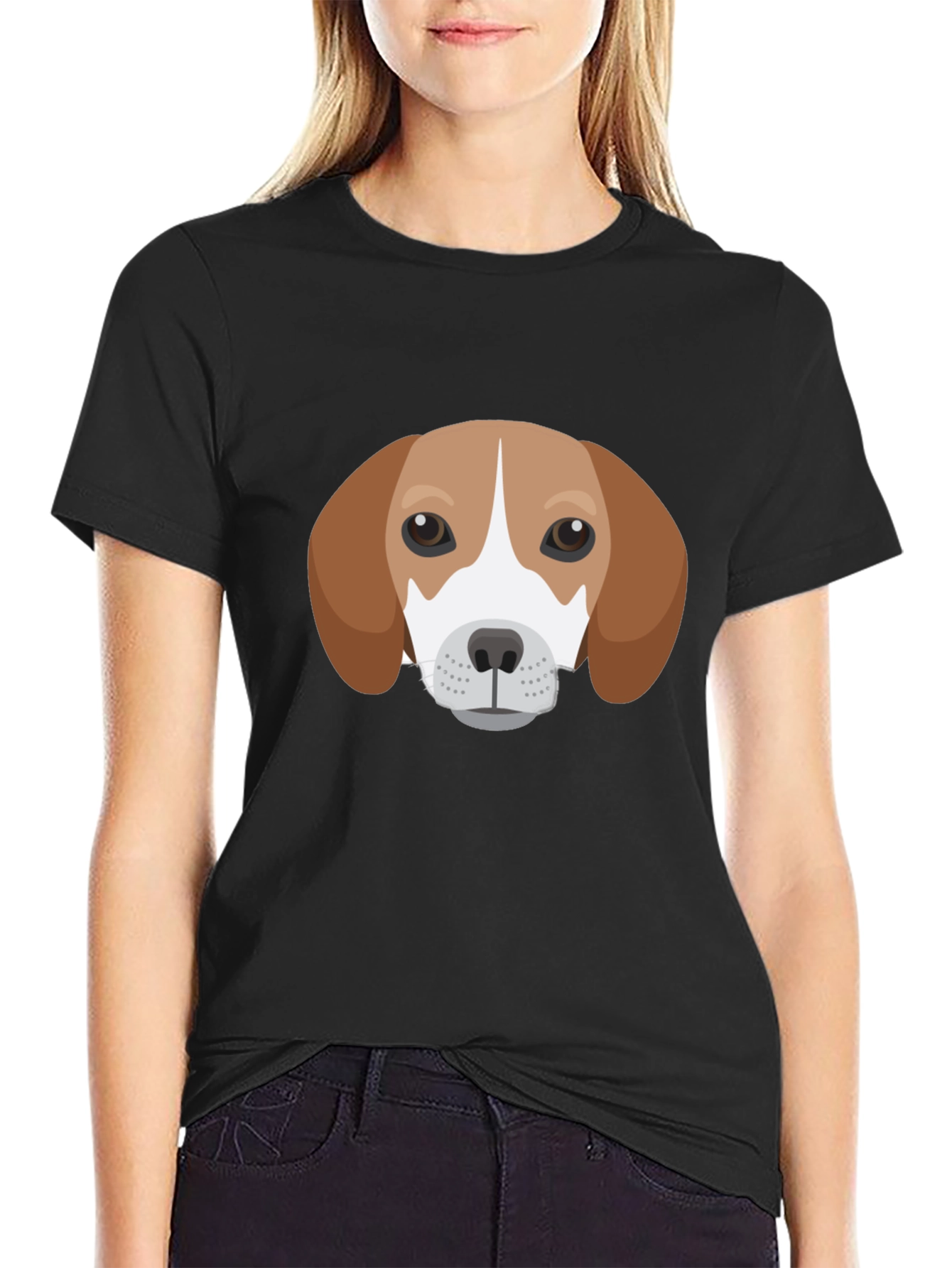 Dog Face Graphic Tee - Black Casual T-Shirt